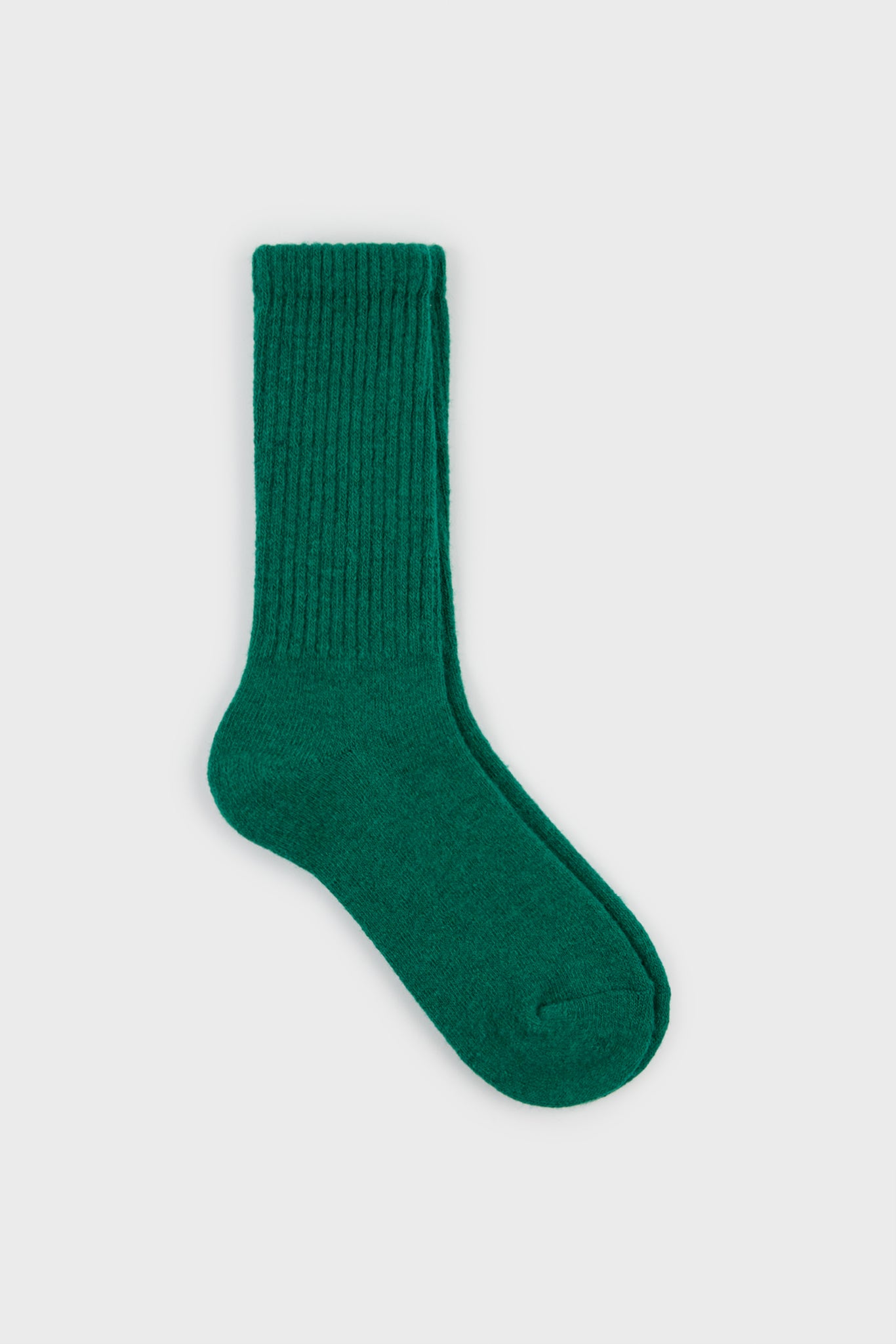 Bright green wool blend ribbed fuzzy socks_1