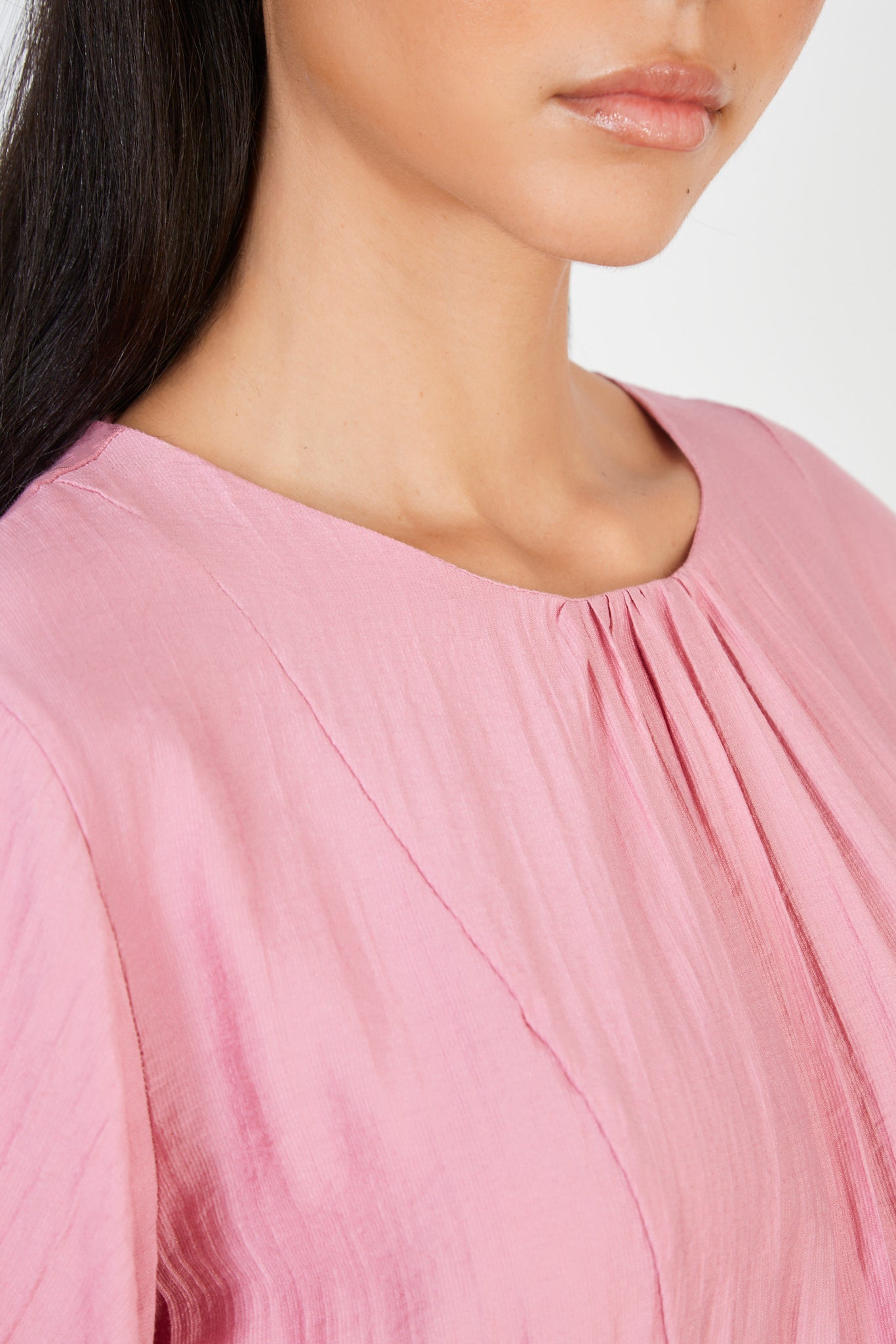 Bright pink puff sleeve dress_4