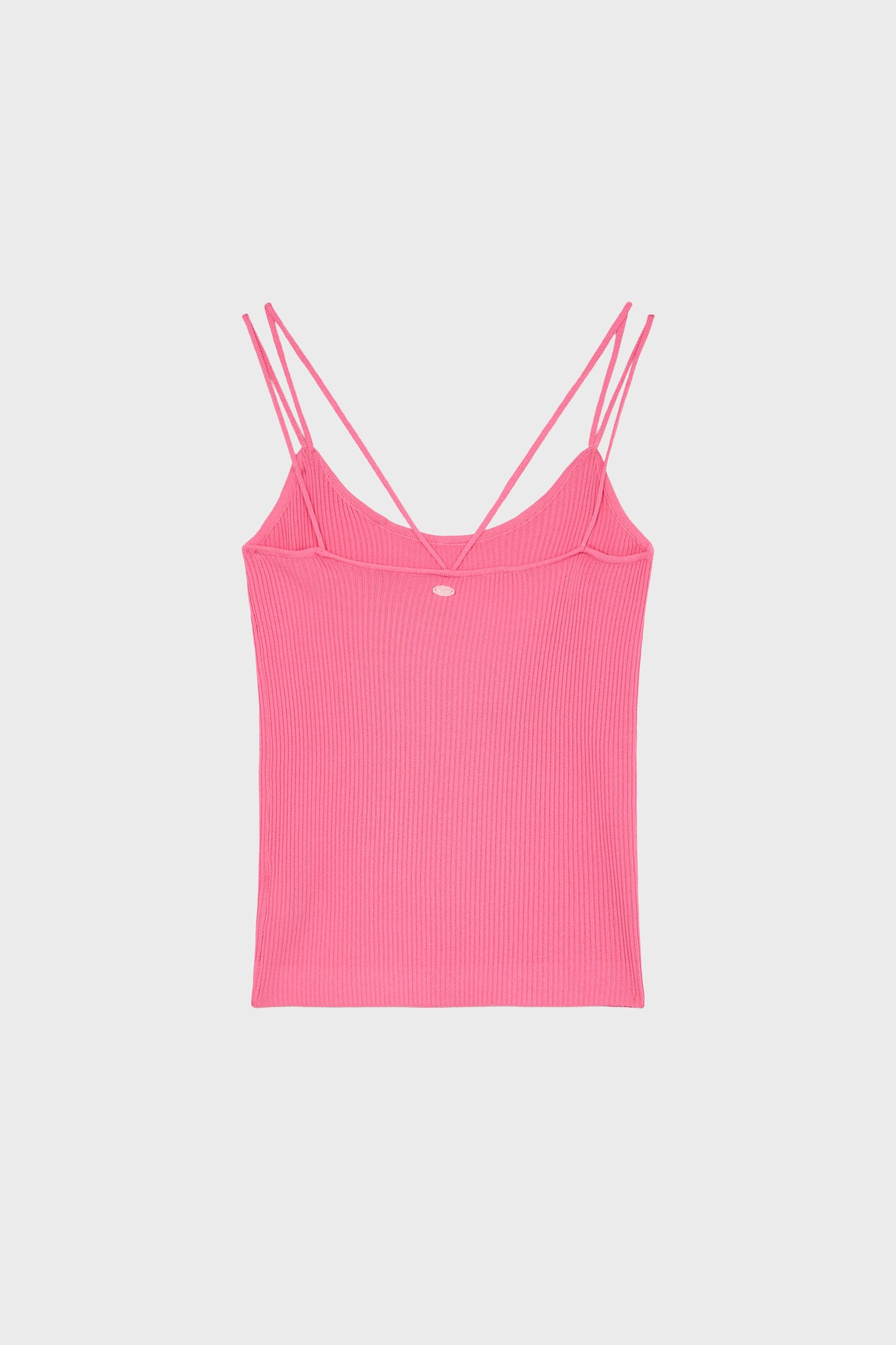 Bright pink thin ribbed strappy knit tank_2