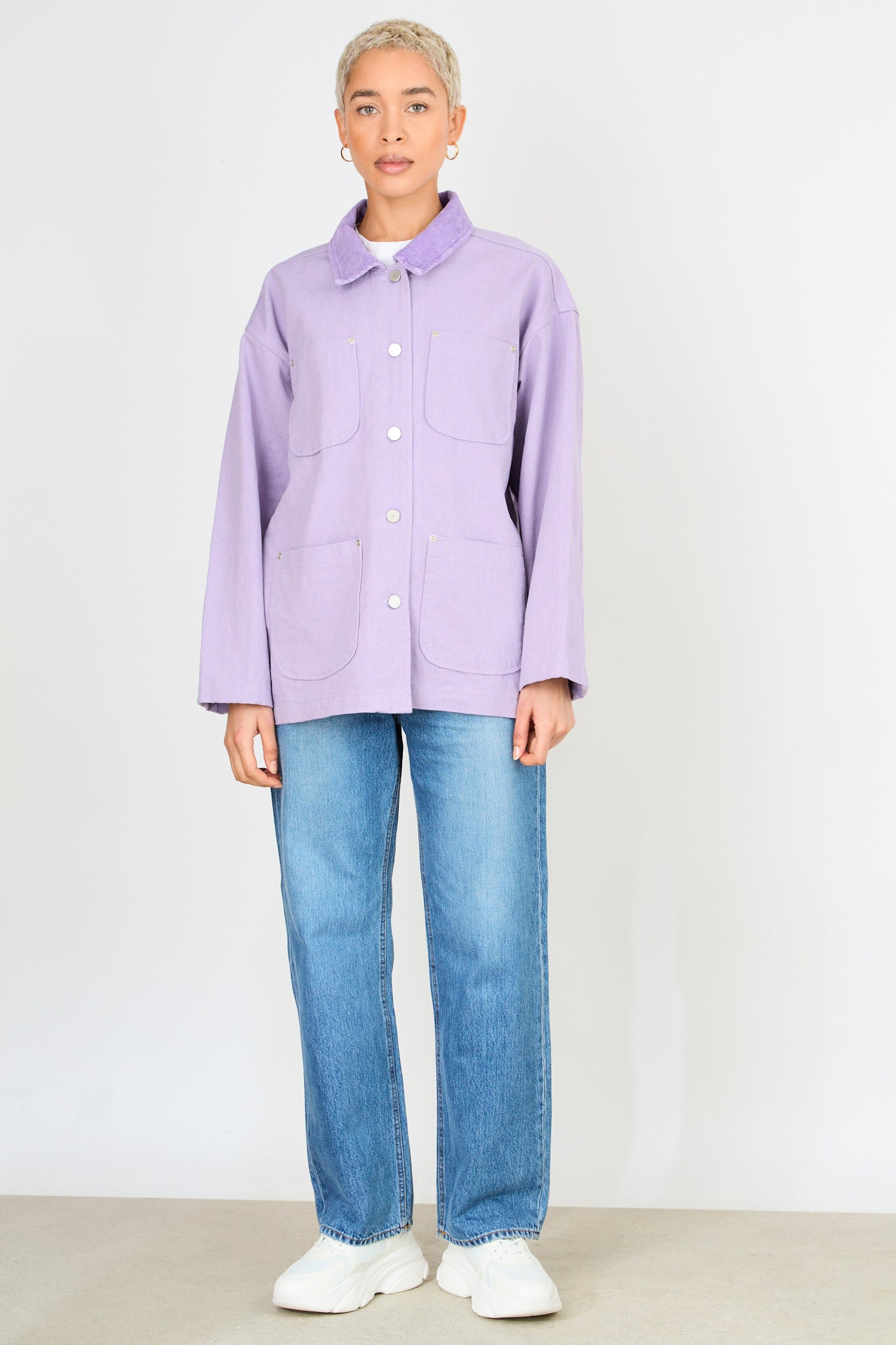 Bright purple corduroy collar jacket_5