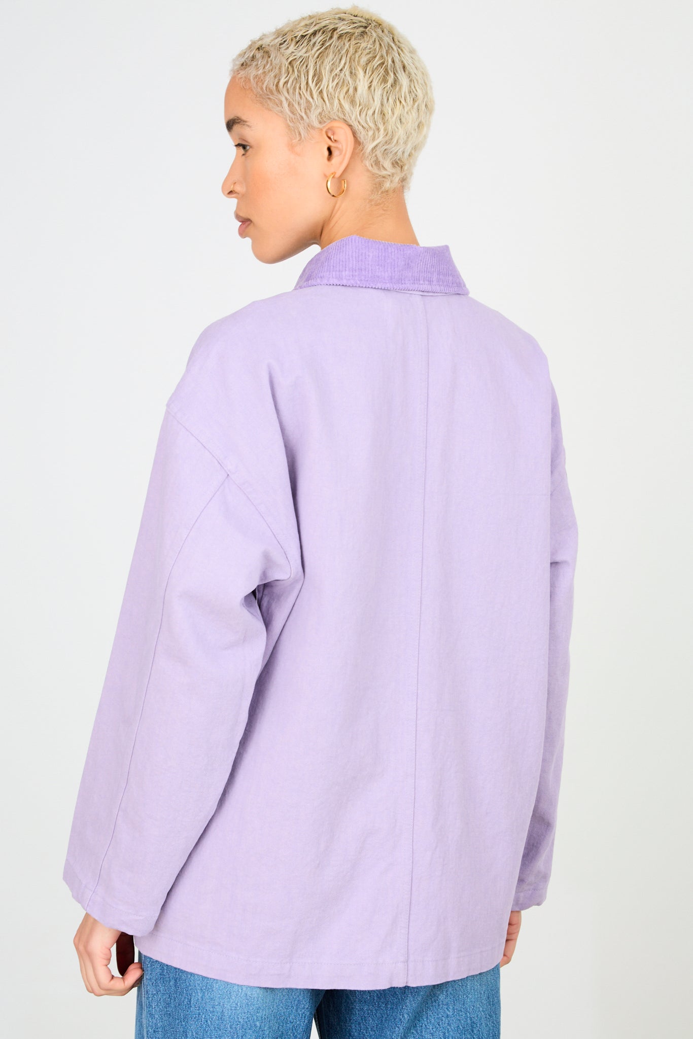 Bright purple corduroy collar jacket_3