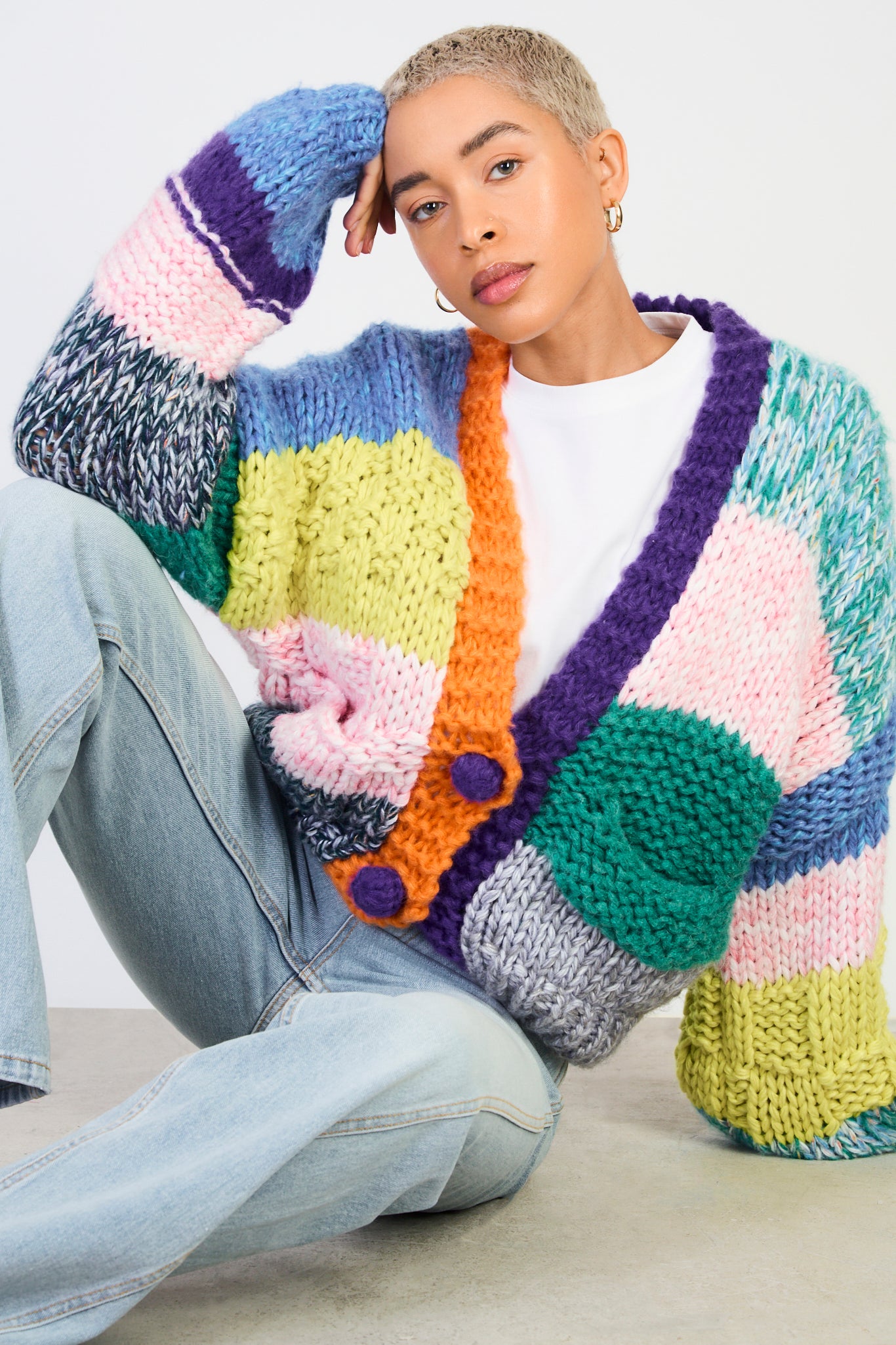 Bright rainbow patchwork cardigan_5