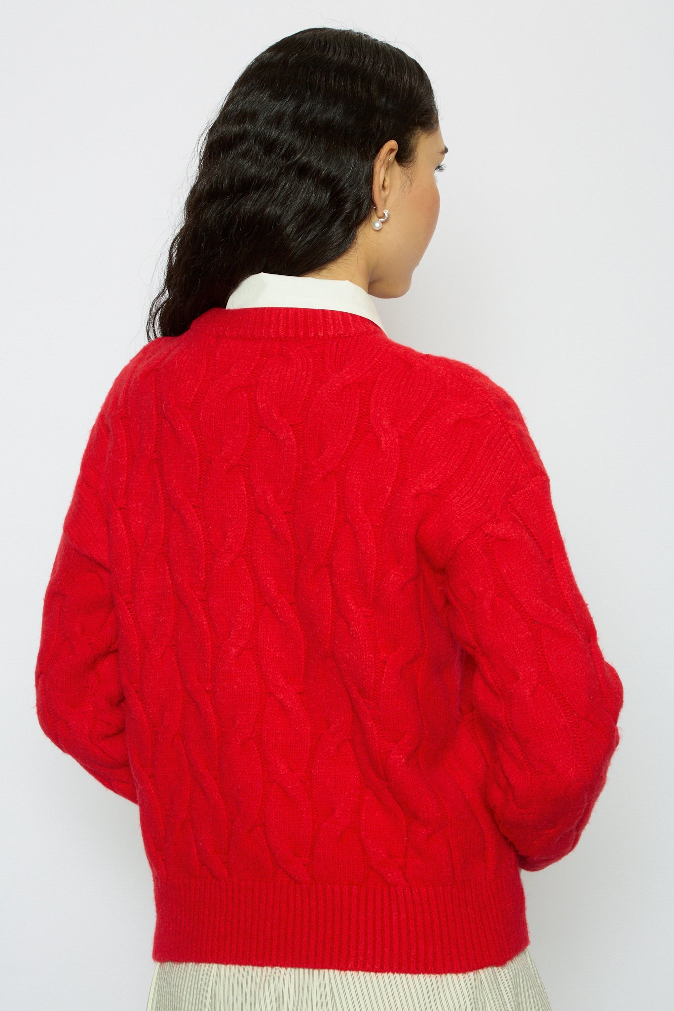 Bright red braided cable knit jumper_3
