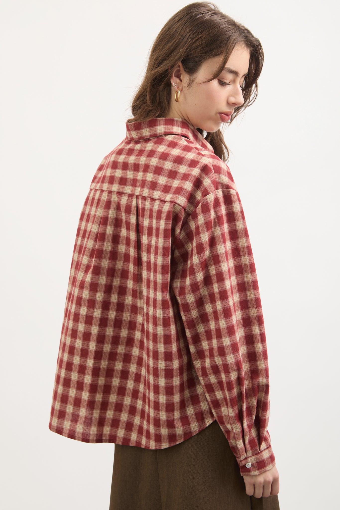 Bright red large gingham checked shirt_2