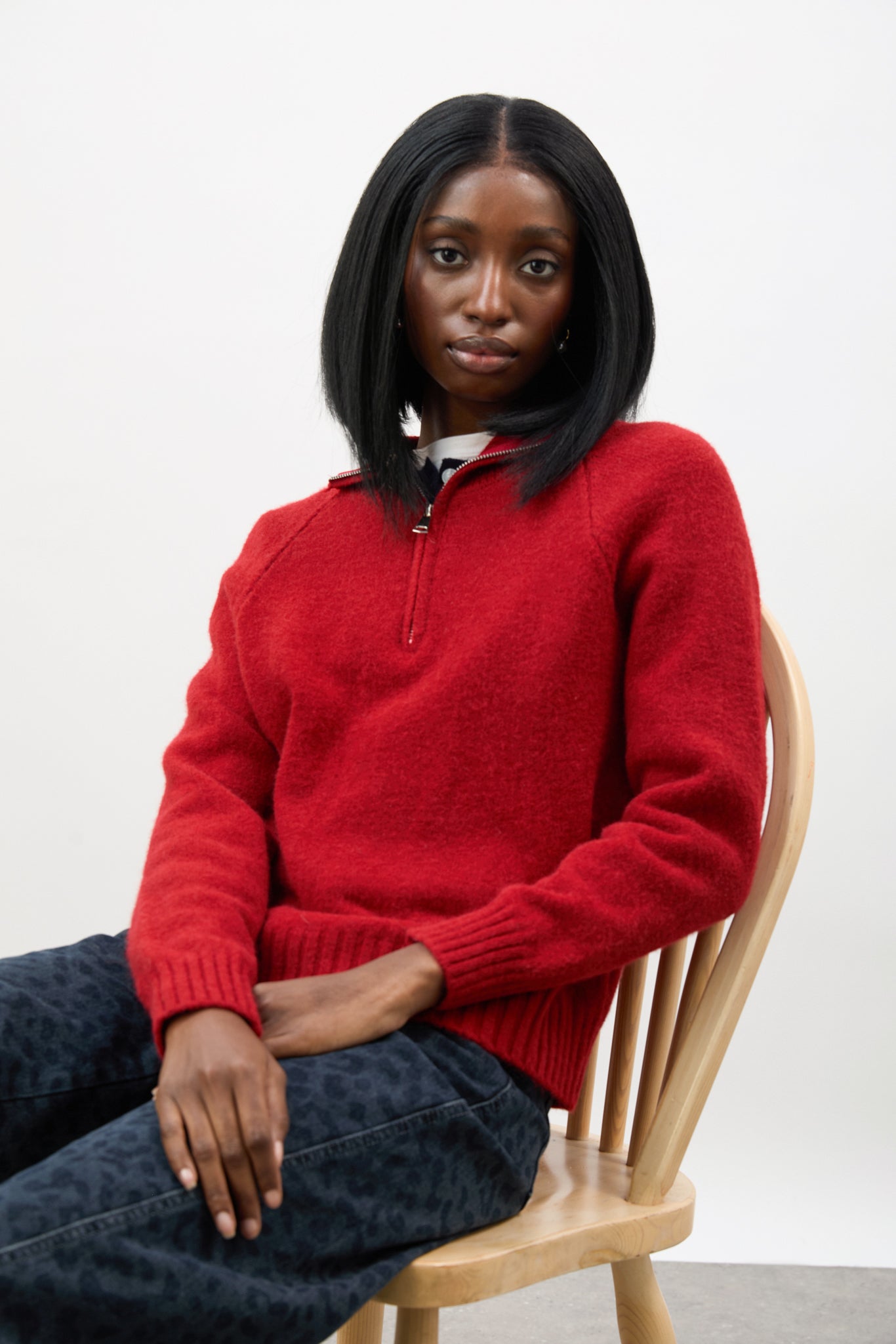 Bright red zip front jumper_5