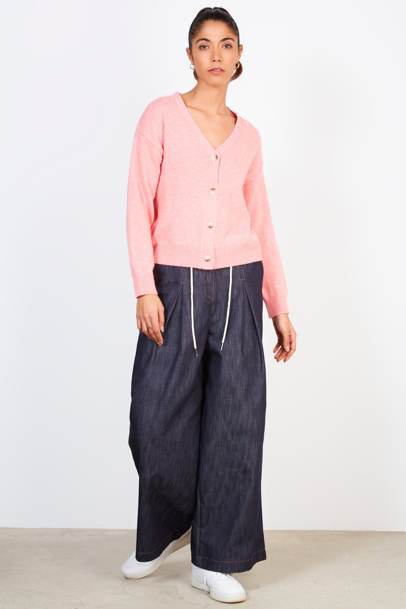 Bright pink alpaca blend cardigan_3