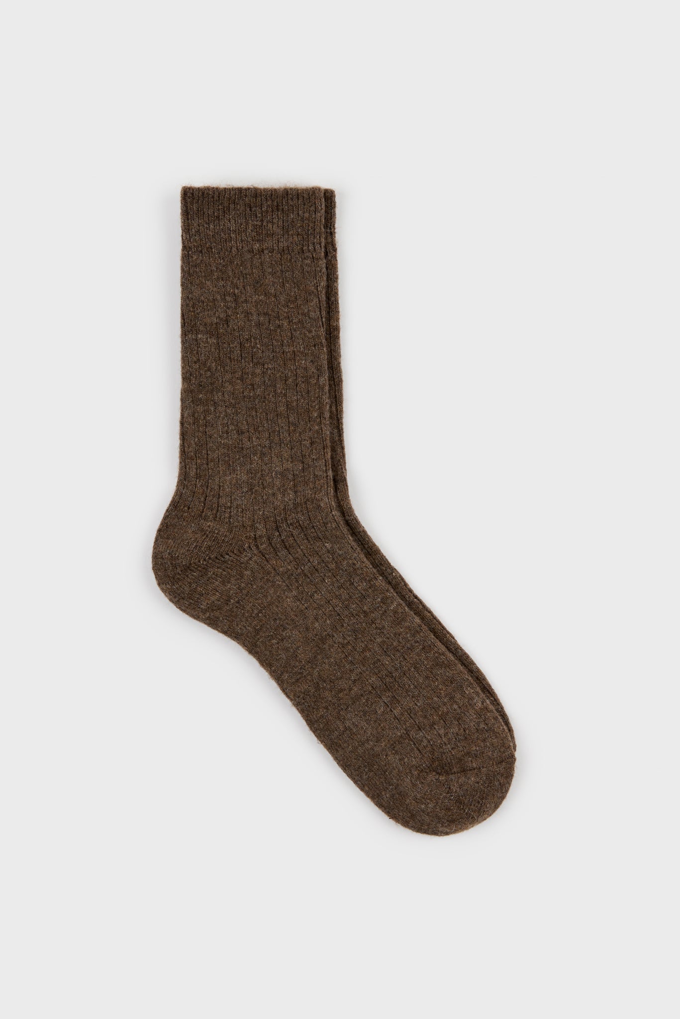 Brown ribbed cashmere wool blend socks_1
