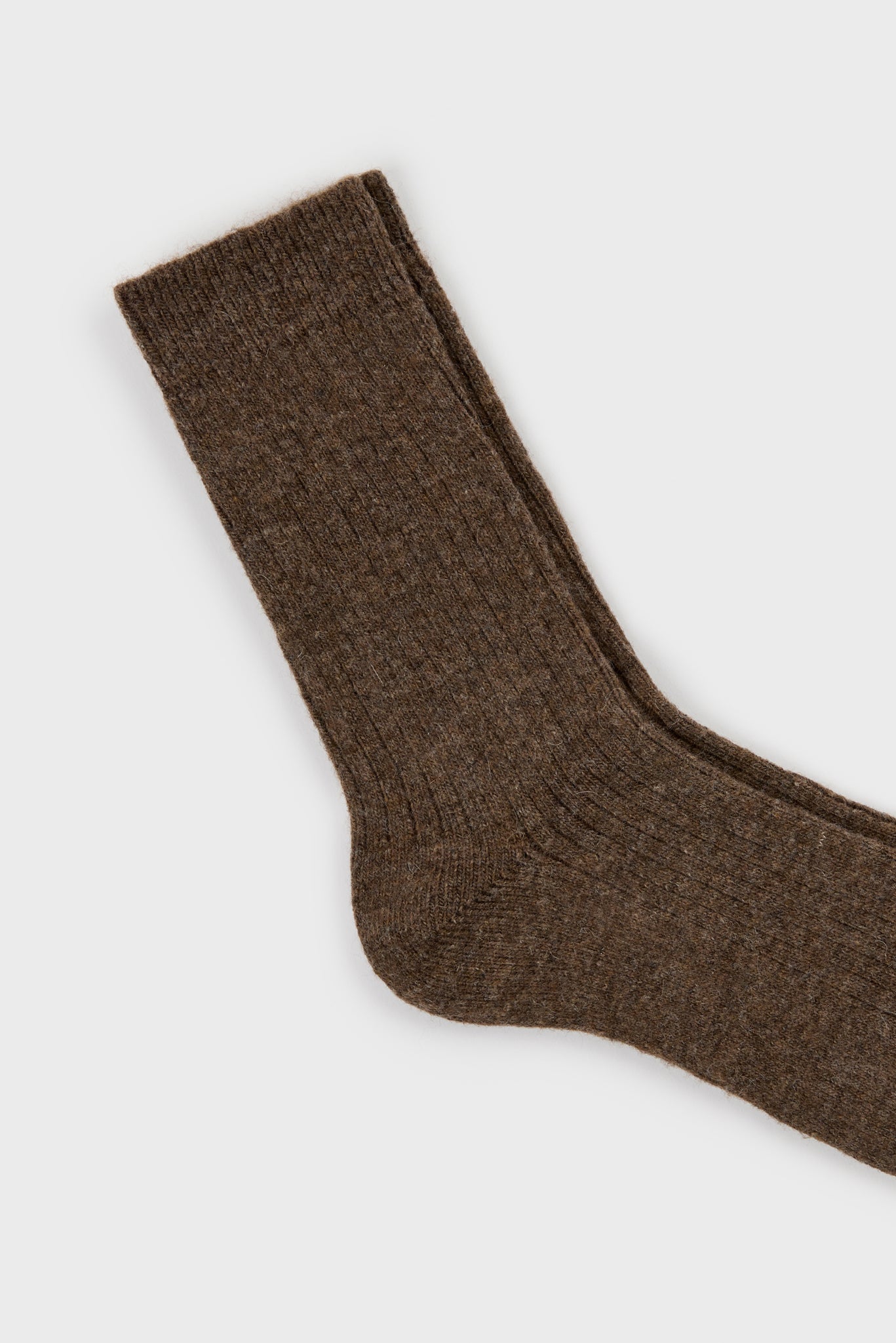 Brown ribbed cashmere wool blend socks_2