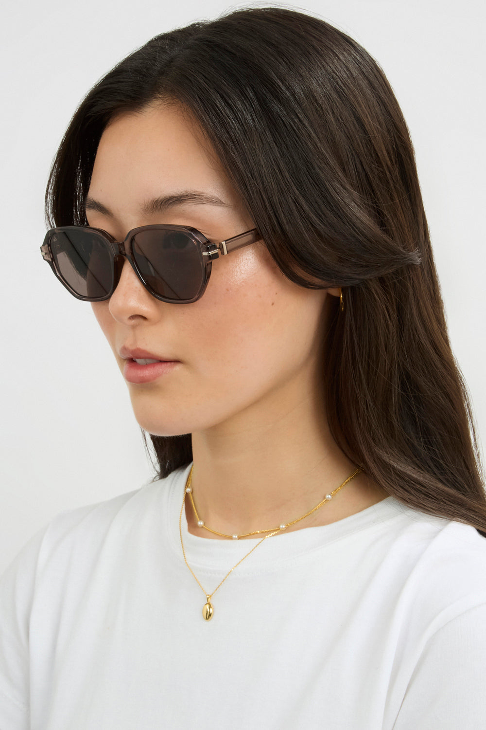 Brown tinted geometric aviator sunglasses_4