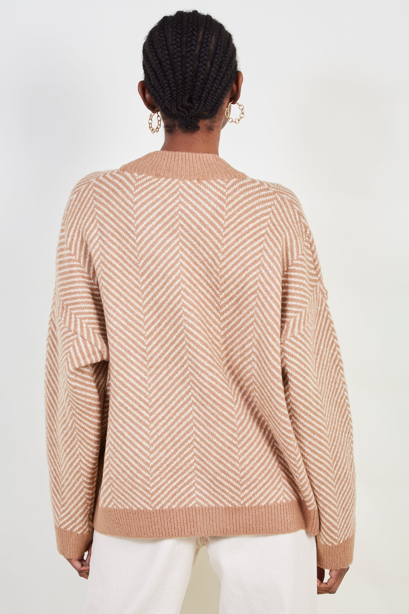 Brown and ivory herringbone cardigan_2