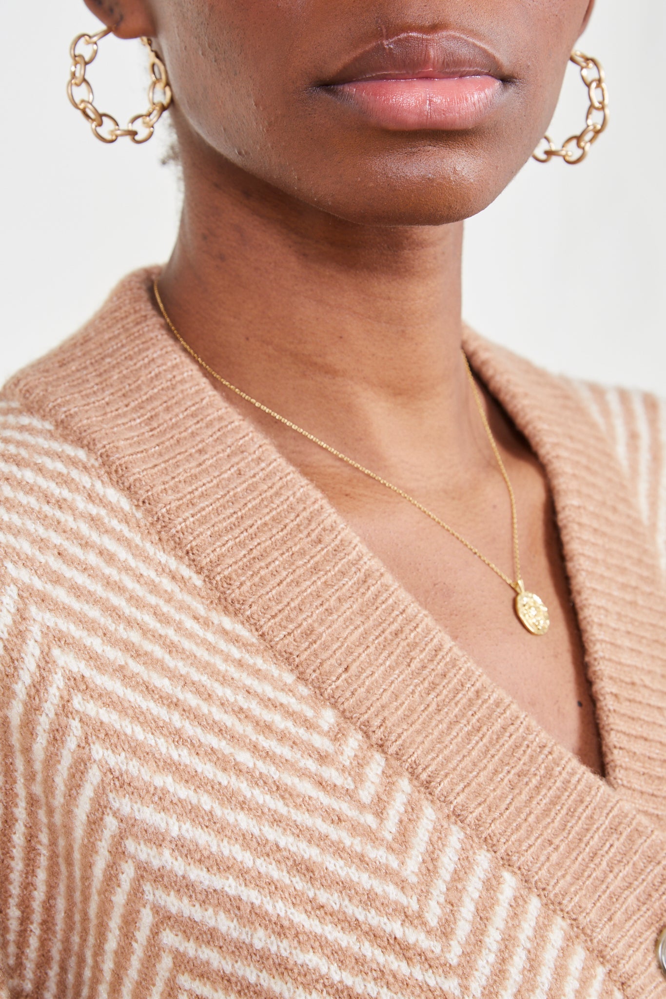 Brown and ivory herringbone cardigan_3