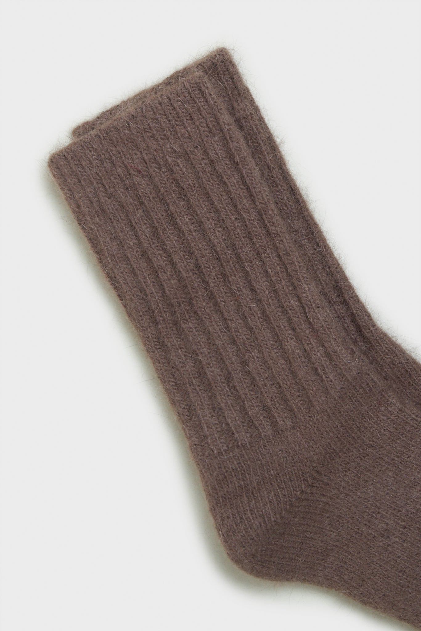 Brown angora ribbed socks_2