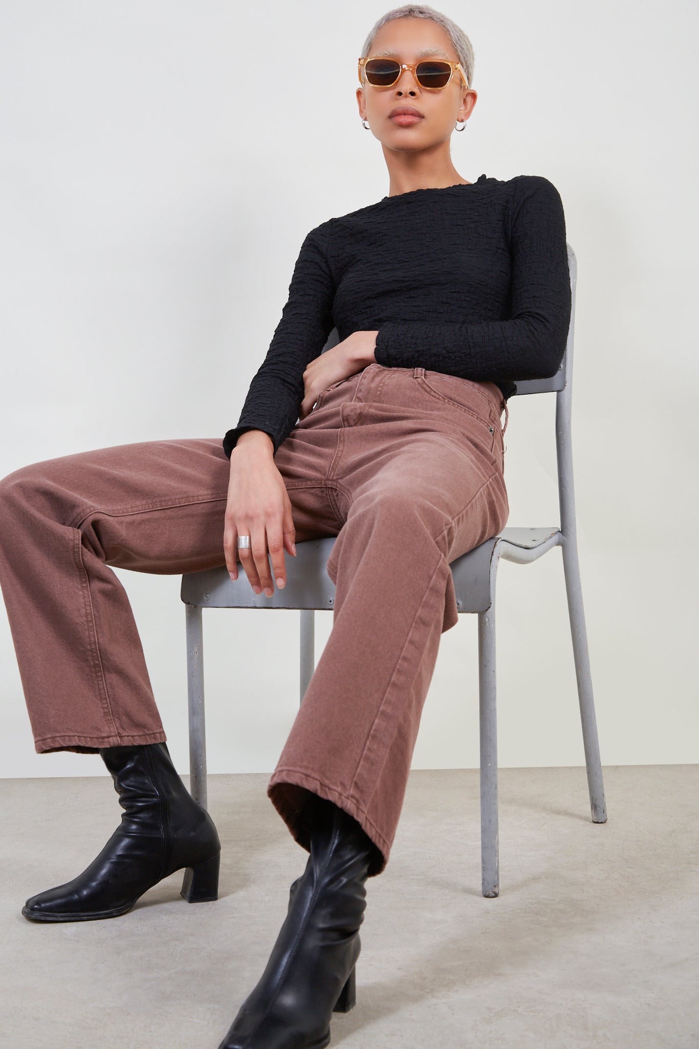 Brown straight leg jeans_5