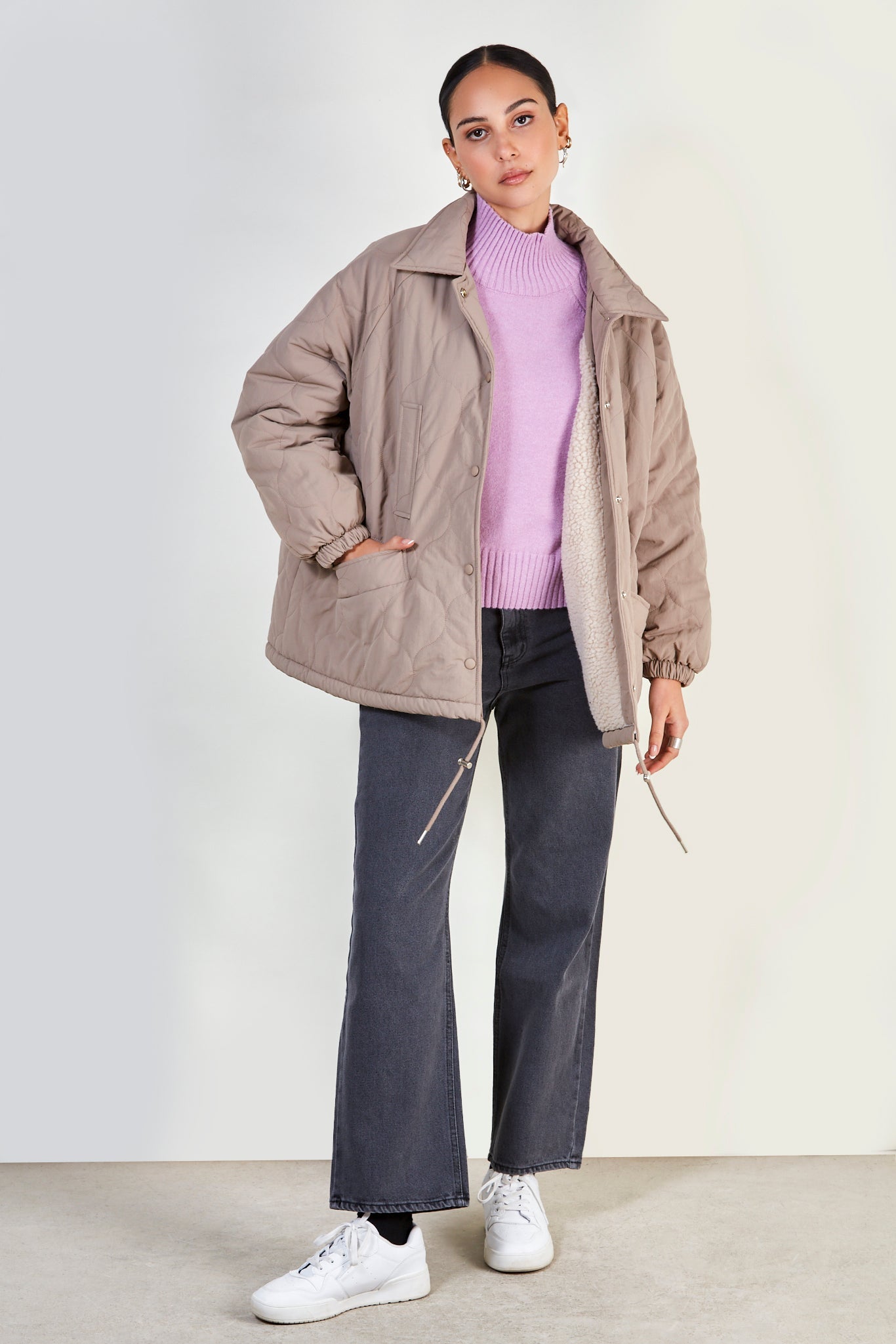 Brown teddy lined quilted jacket_2