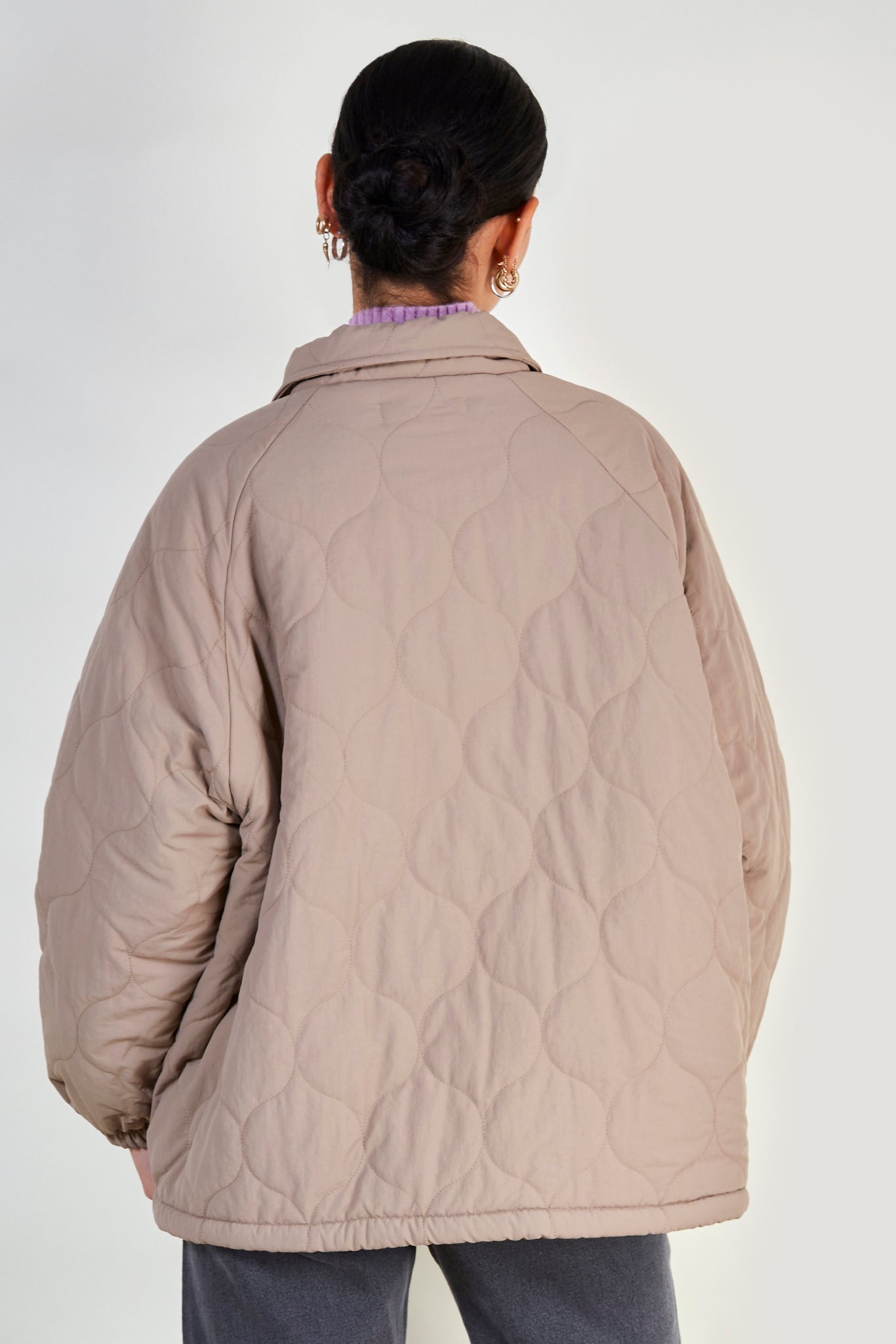 Brown teddy lined quilted jacket_4