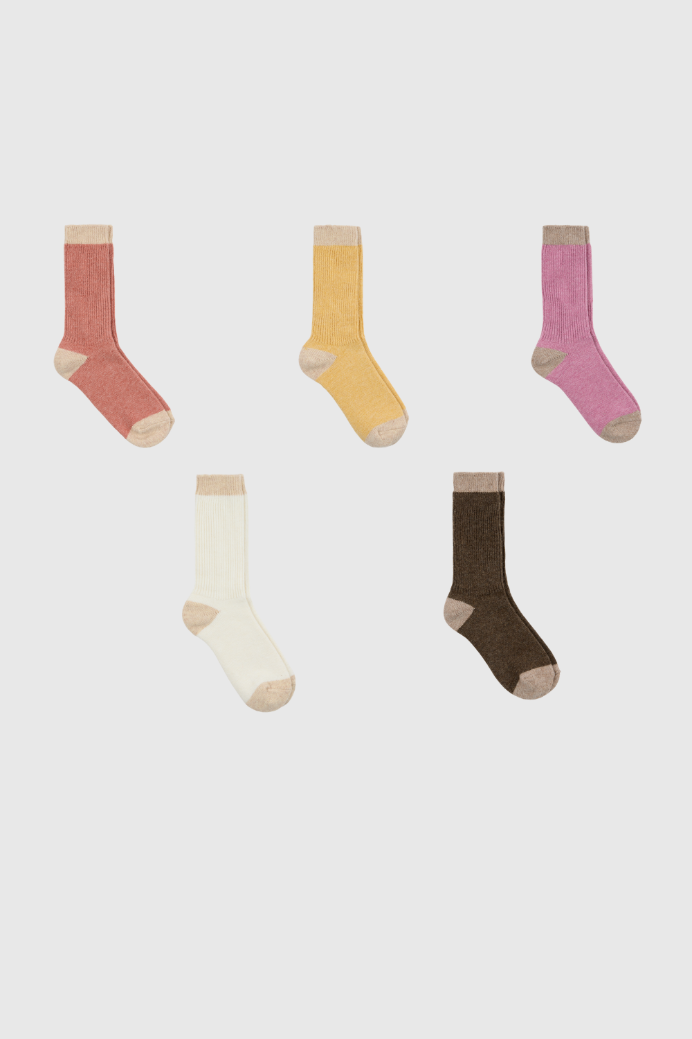 Contrast trim cashmere blend socks - Set of 5