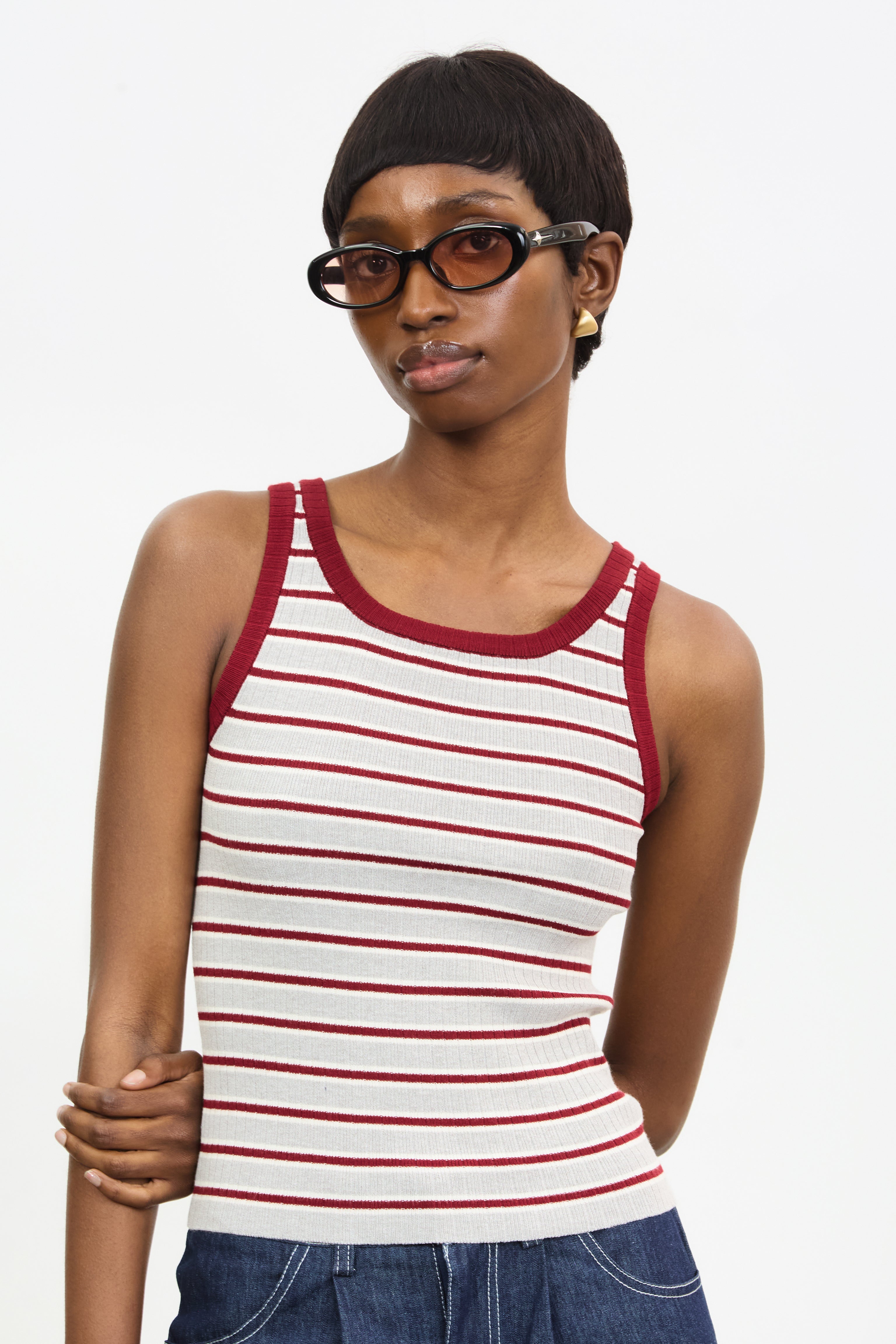 Burgundy grey and ivory striped tank_1