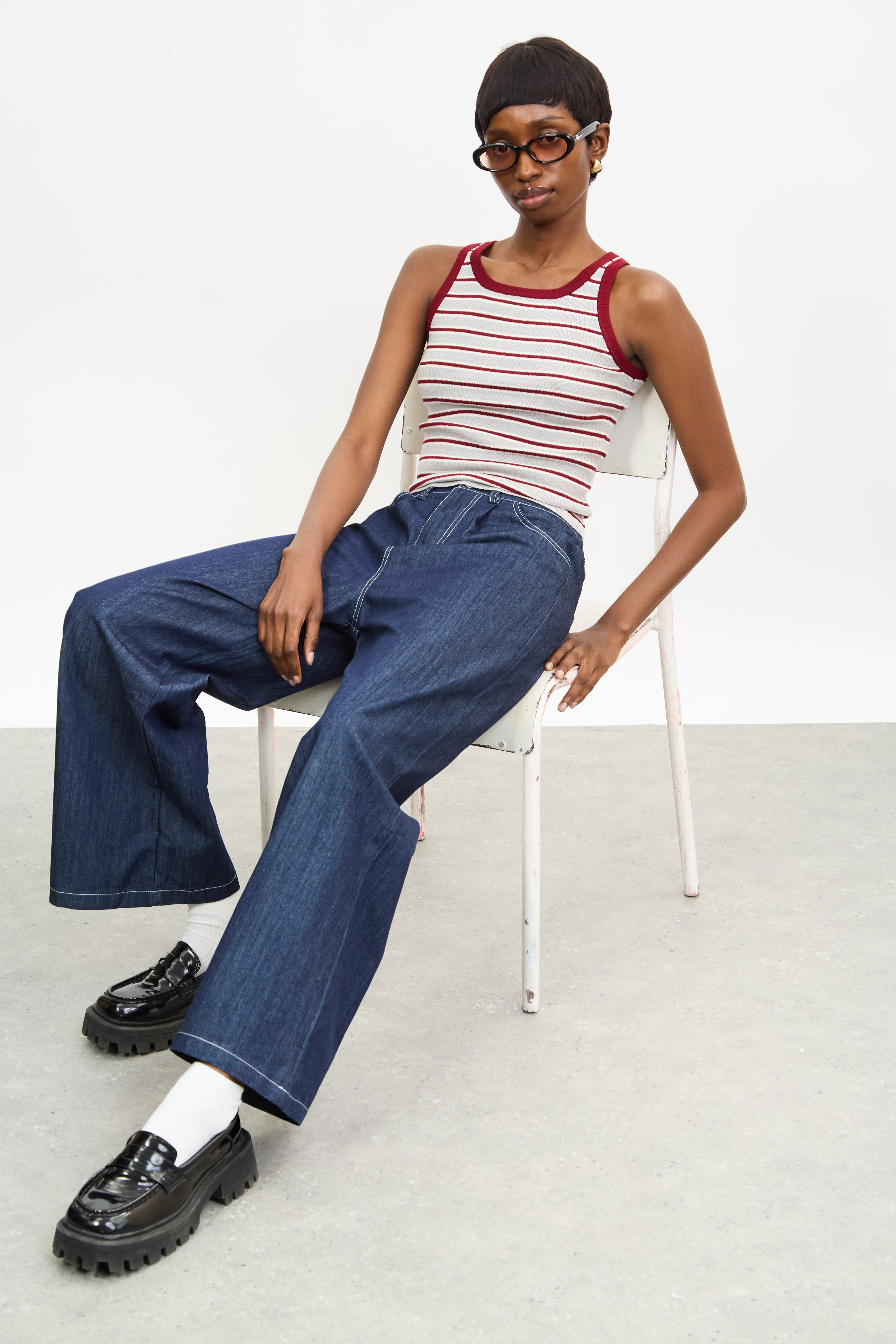 Burgundy grey and ivory striped tank_5