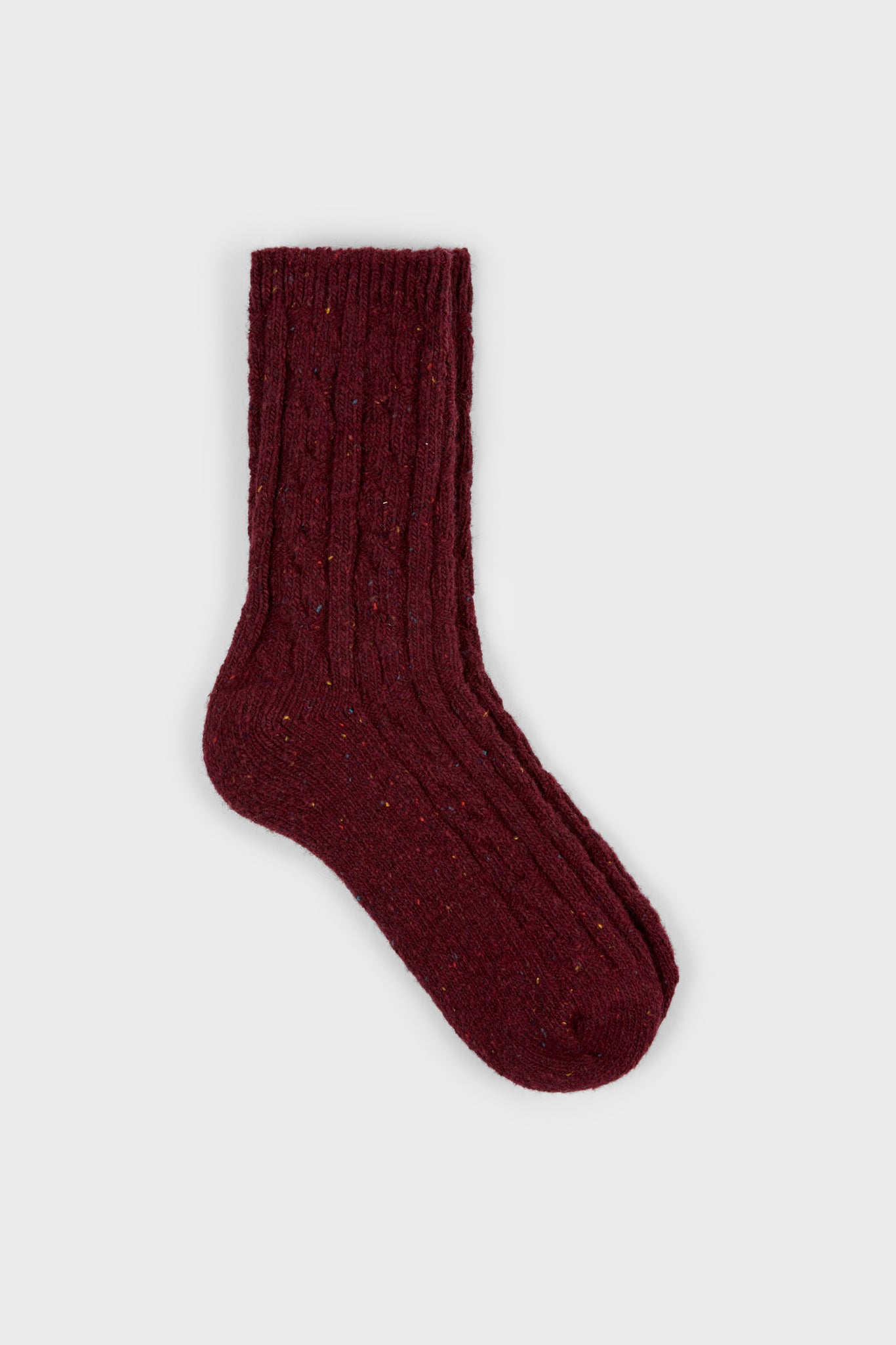 Burgundy rainbow fleck thick socks_1