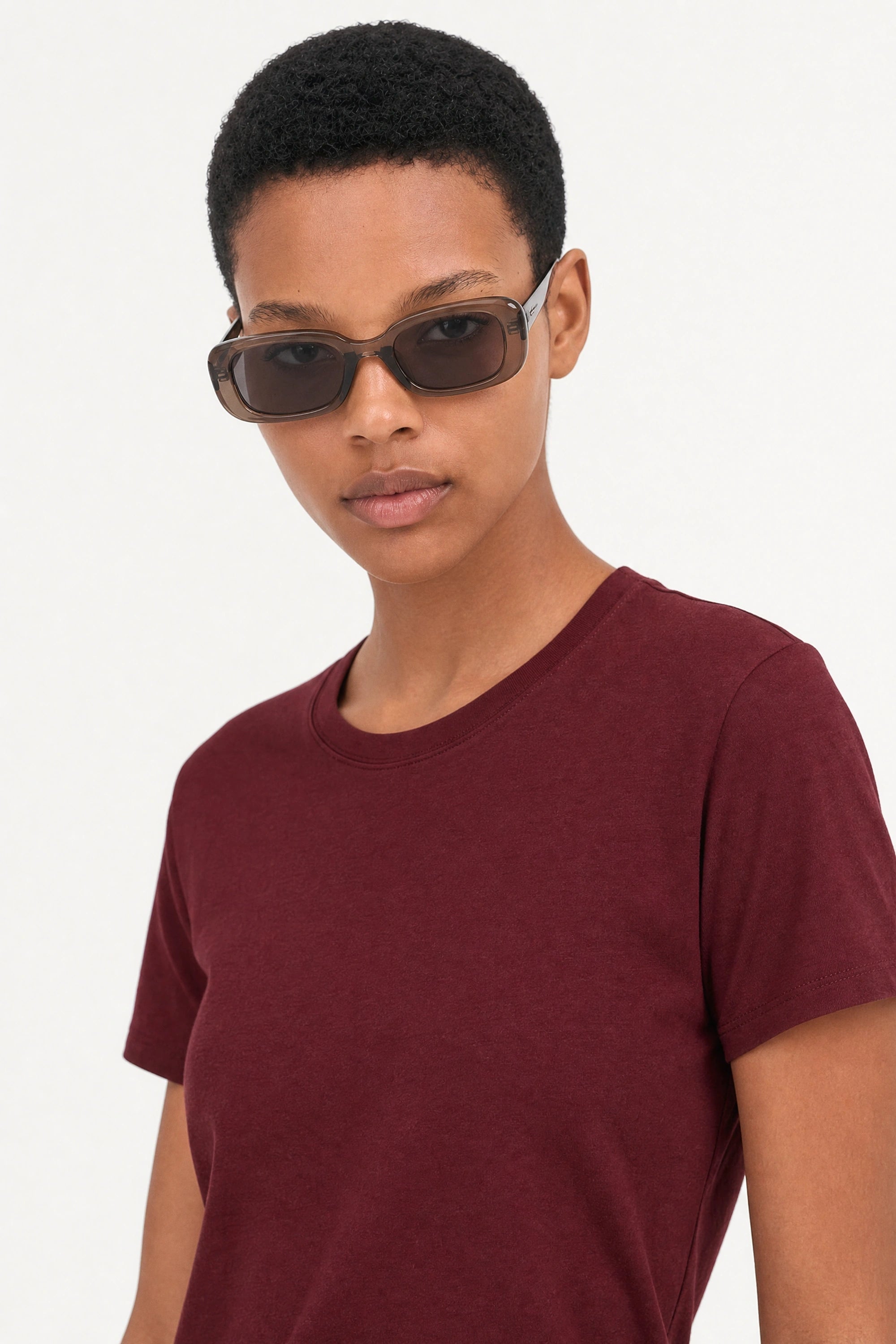 Burgundy semi sheer relaxed fit t-shirt_3