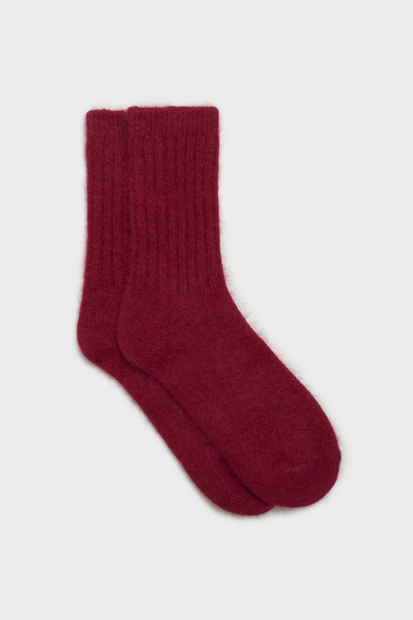 Burgundy angora ribbed socks_1