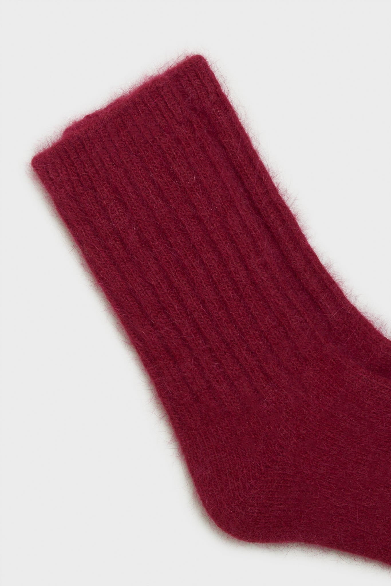 Burgundy angora ribbed socks_2