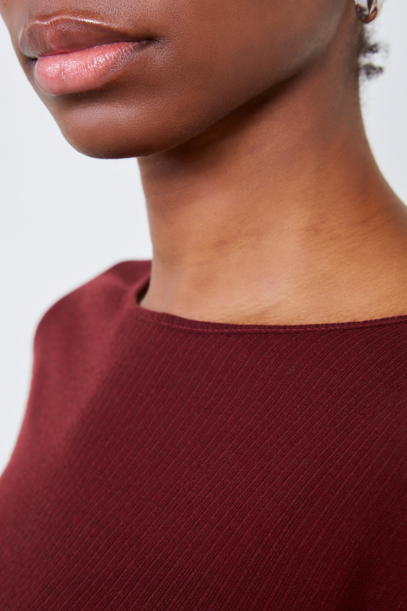 Burgundy ribbed semi sheer top_4