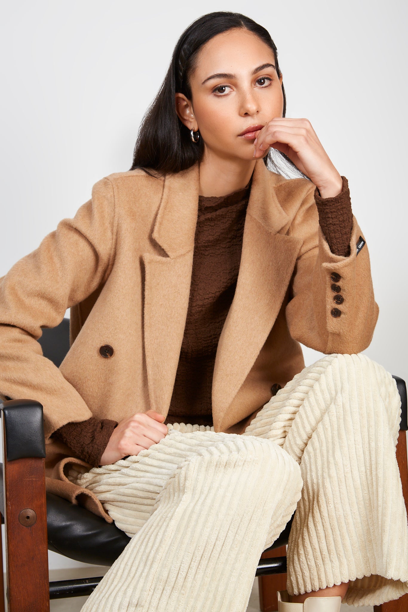 Camel wool blend double breasted blazer_7