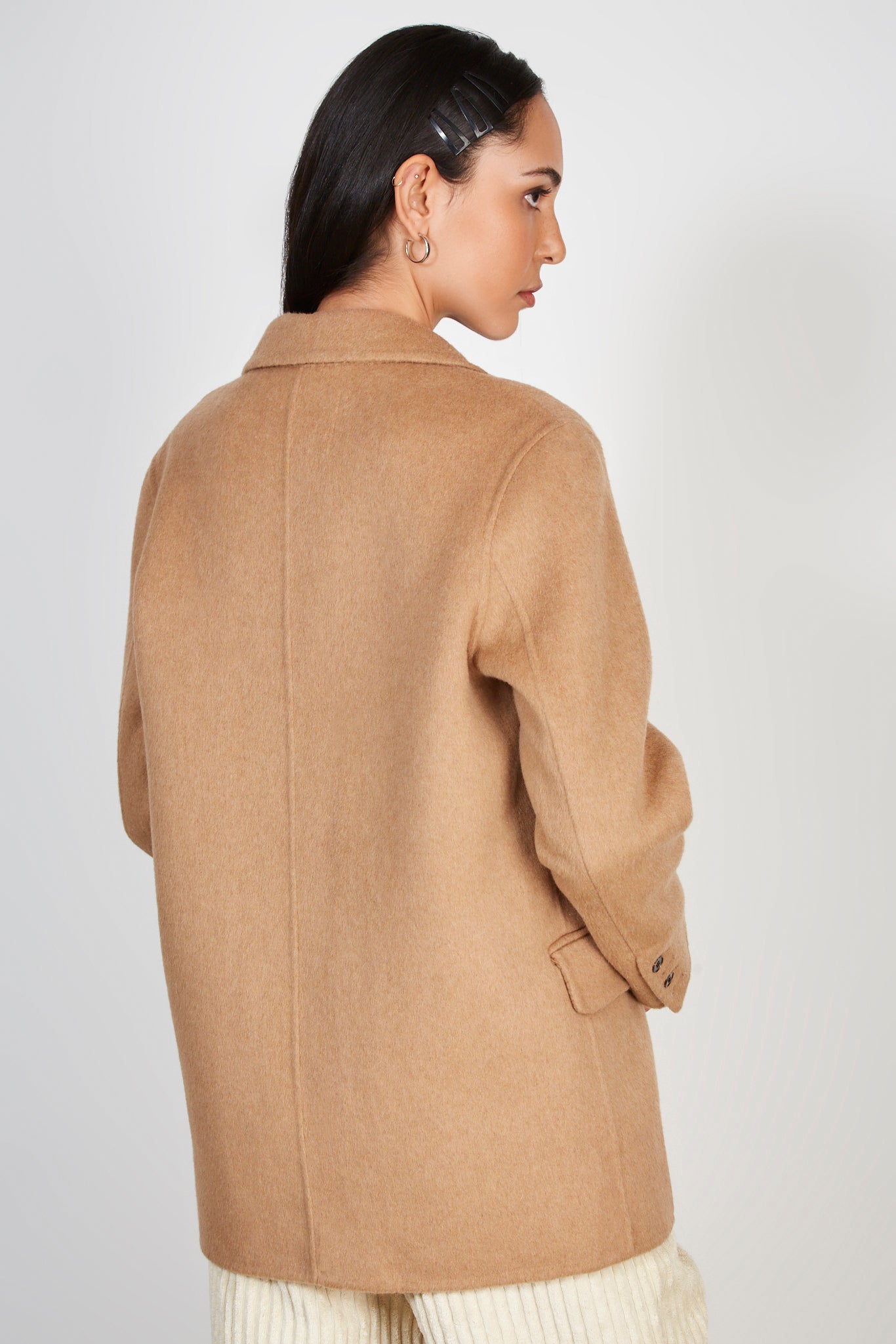 Camel wool blend double breasted blazer_4