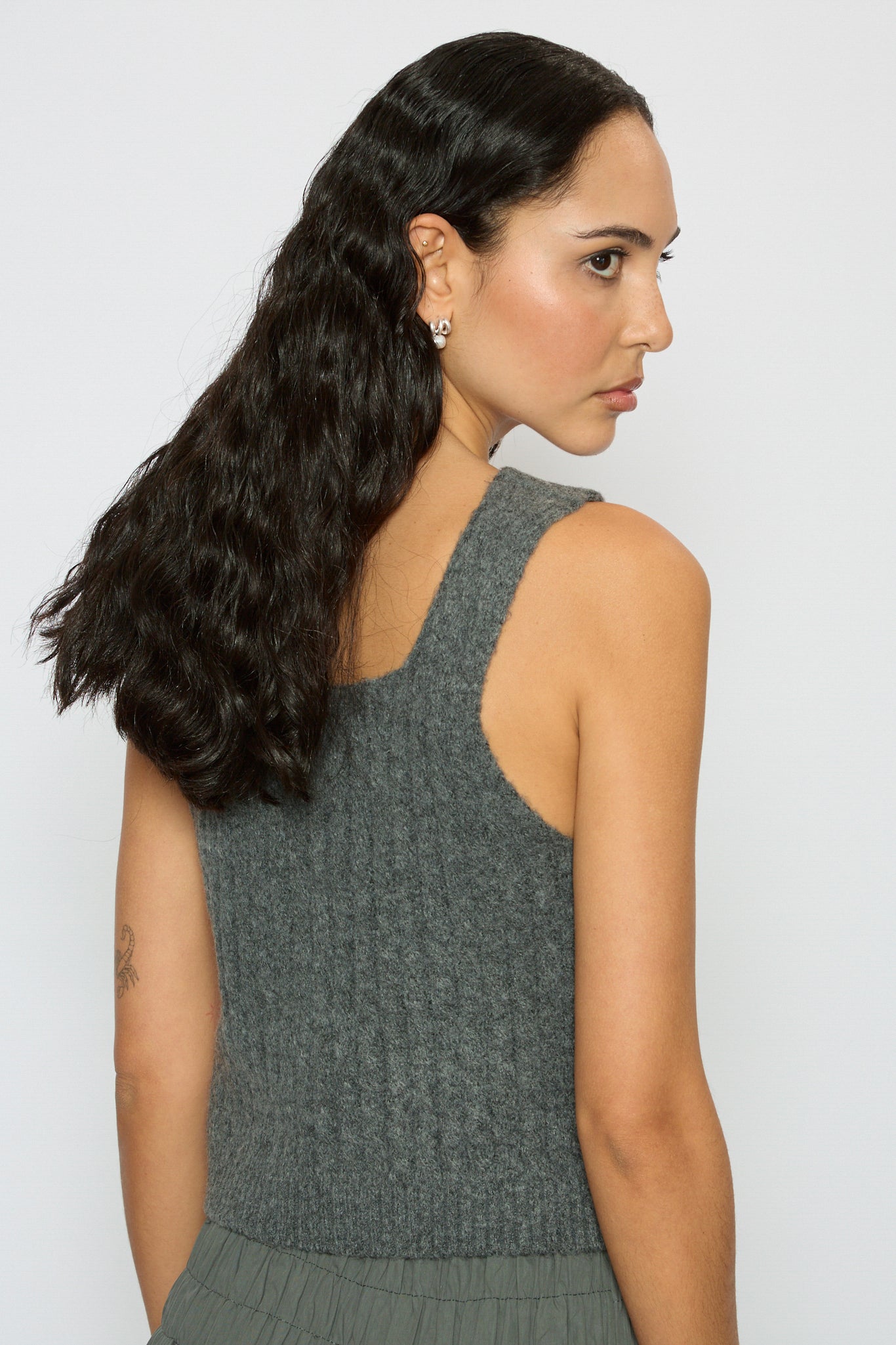 Charcoal braided knit tank_2