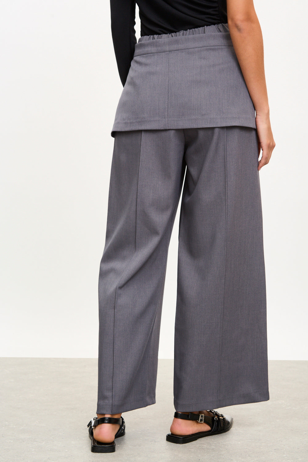 Charcoal button down wrap skirt_2