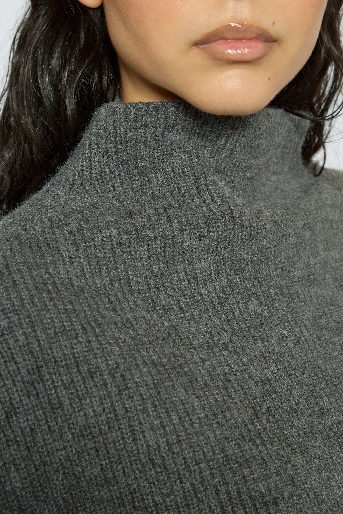 Charcoal double layered mock neck jumper_4