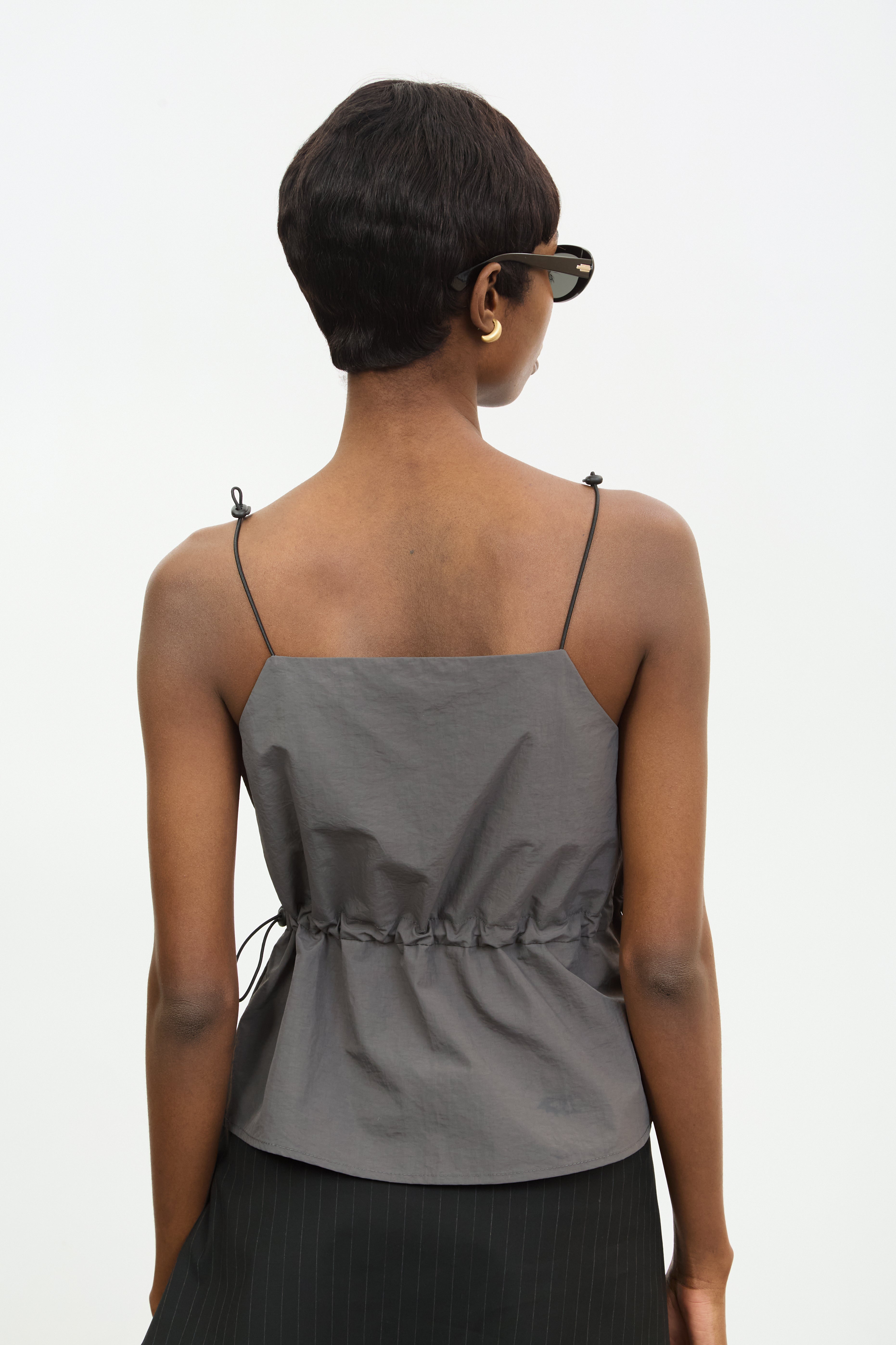Charcoal elasticated peplum top_2