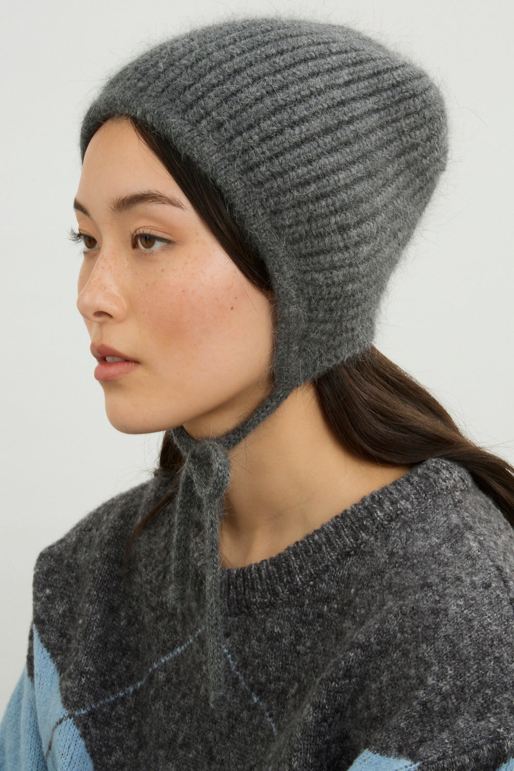 Charcoal grey angora ribbed bonnet_3