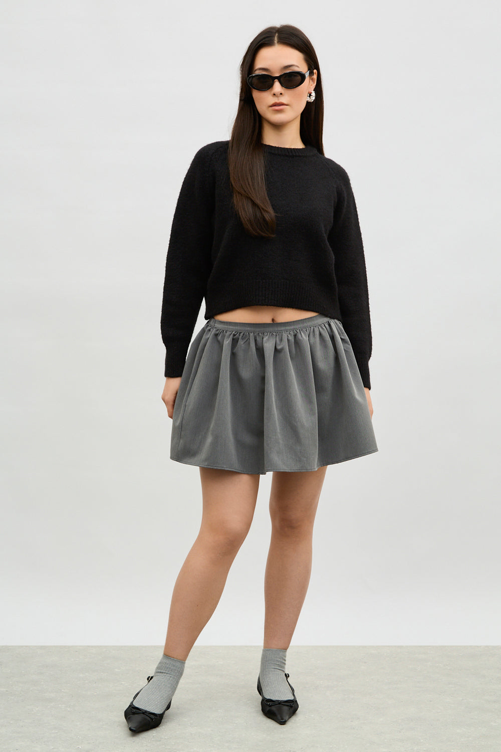 Charcoal grey circle mini skirt_4