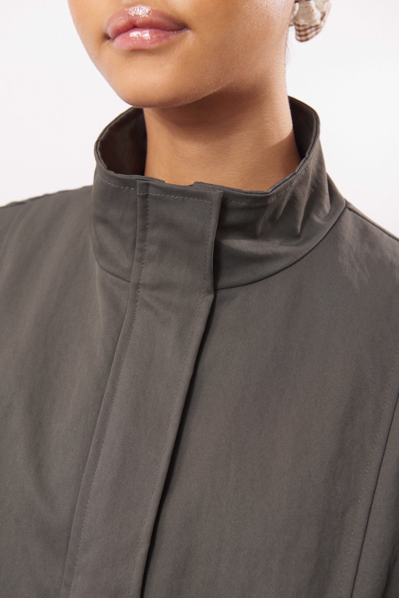 Charcoal grey diagonal pocket bomber jacket_4