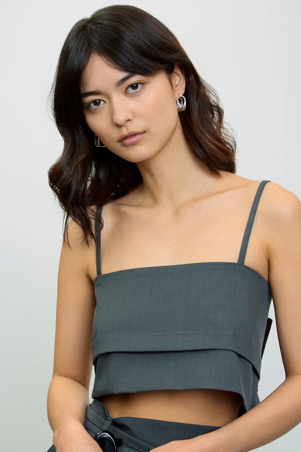 Charcoal grey layered tank top_1