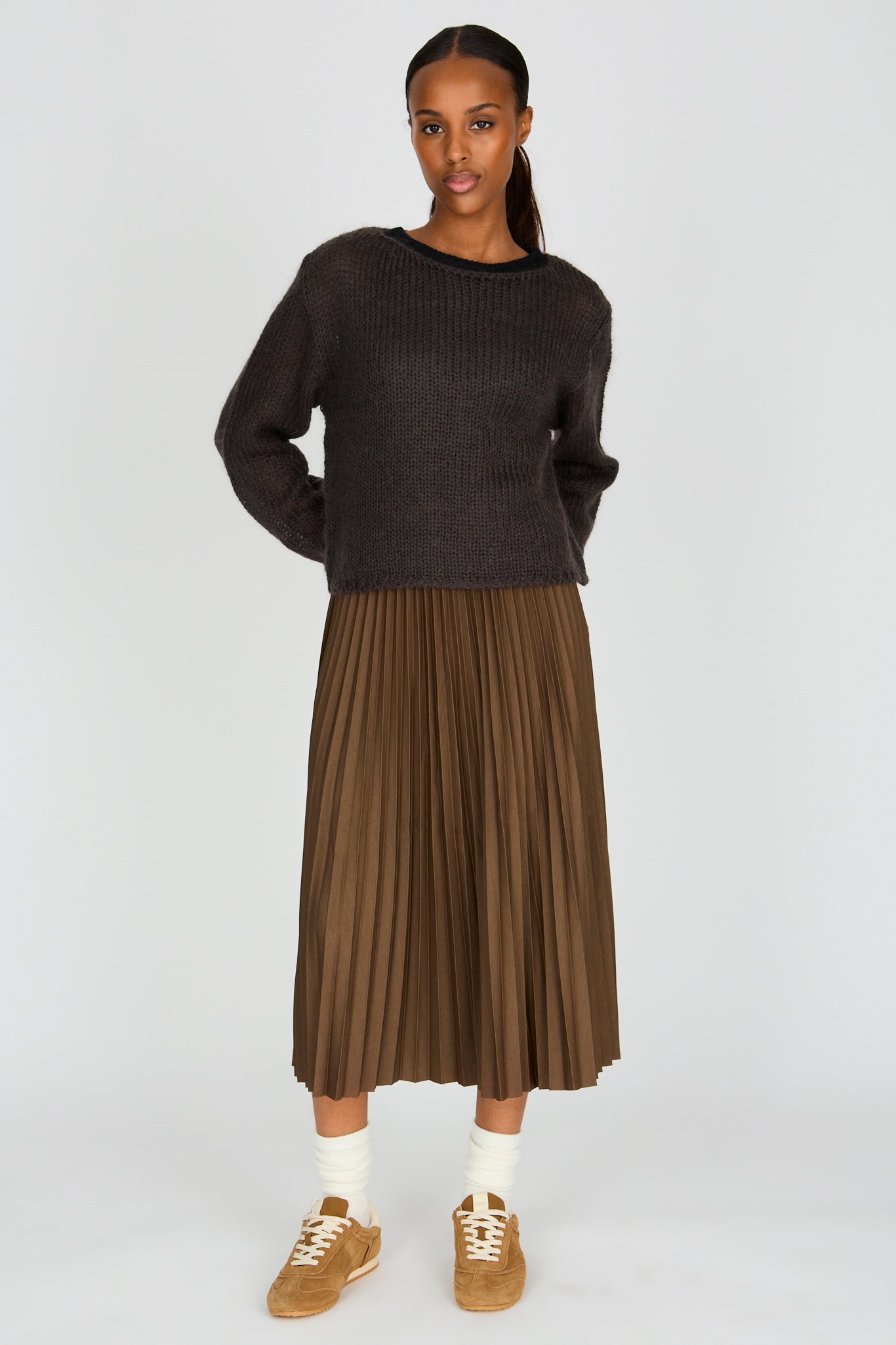 Charcoal grey mohair blend loose weave jumper_4