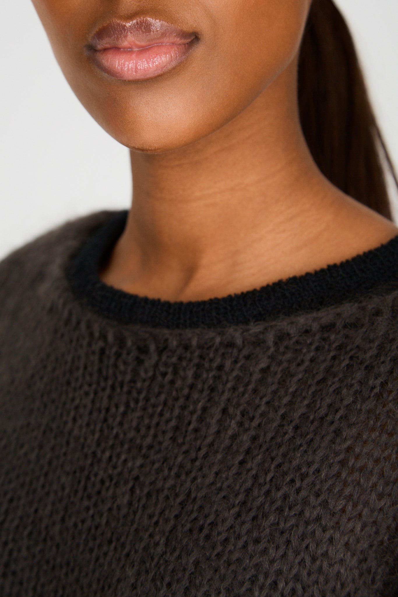 Charcoal grey mohair blend loose weave jumper_3