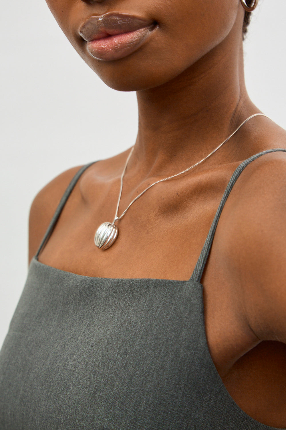 Charcoal grey open back peplum top_3