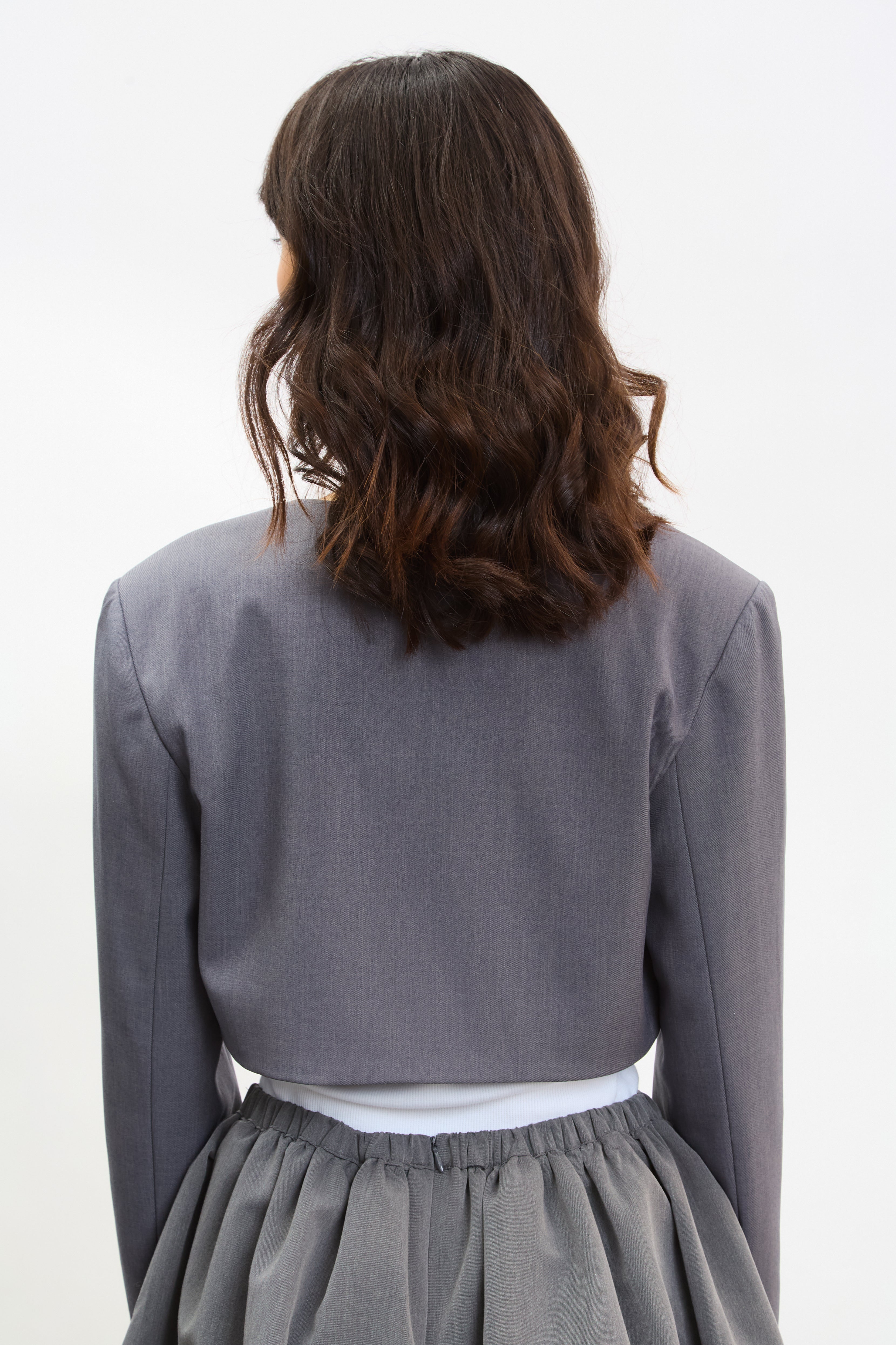 Charcoal grey rounded bolero blazer_2