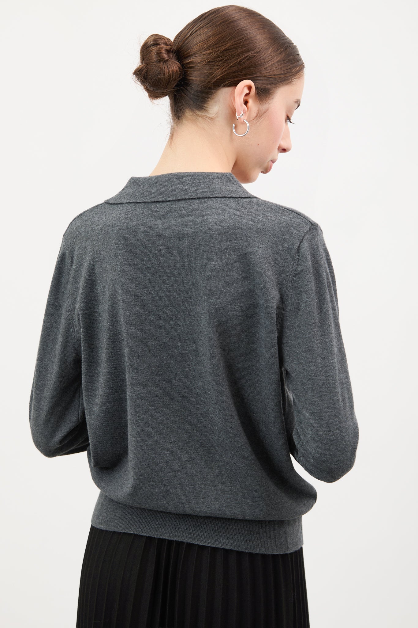 Charcoal grey wool blend knitted polo_2