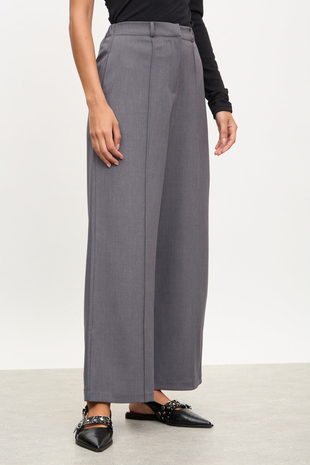 Charcoal seamed wide leg trousers_1