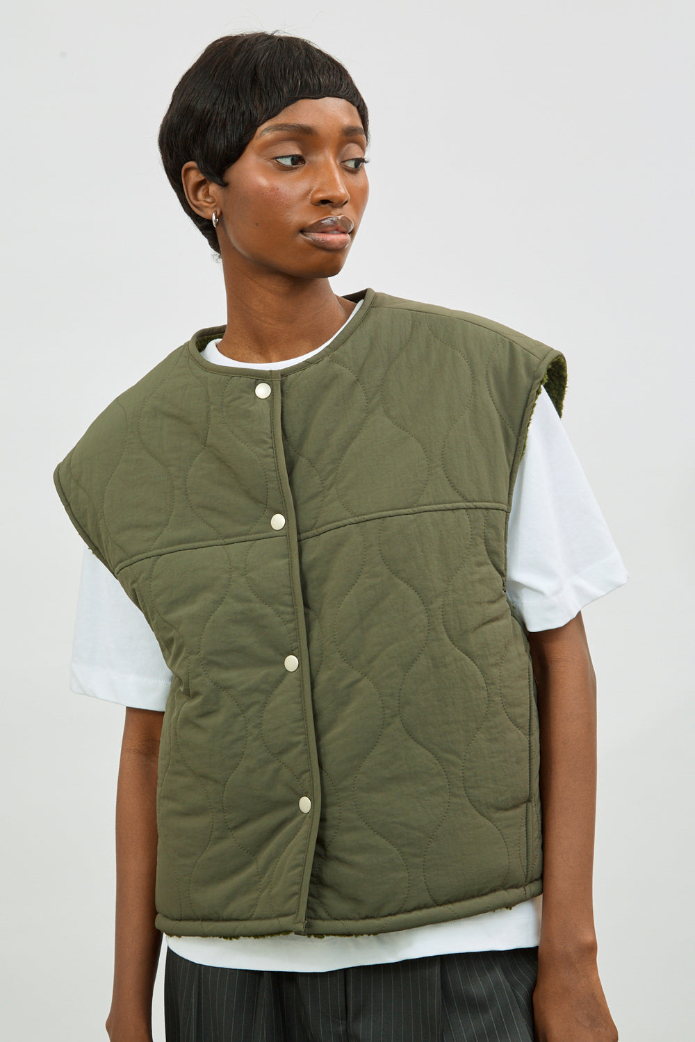 Charcoal teddy lined quilted gilet_1