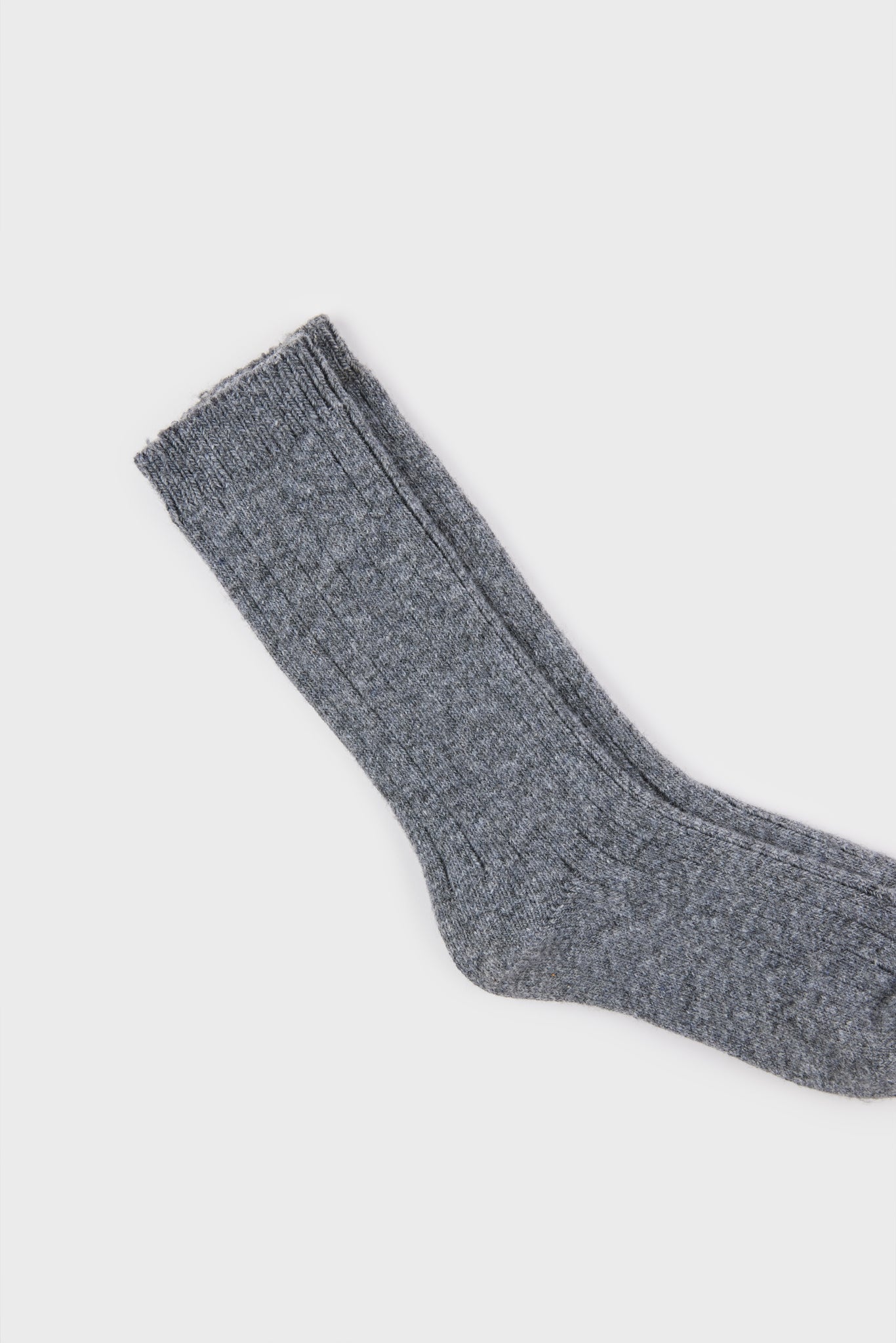 Charcoal grey cashmere wool blend thick ribbed socks_3