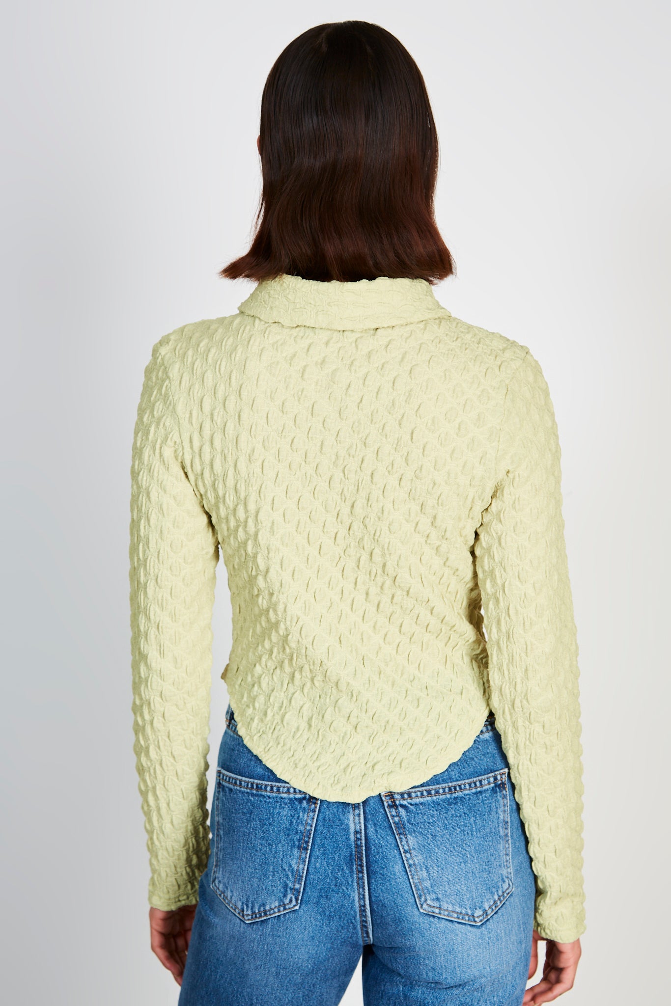 Chartreuse textured fitted shirt_2