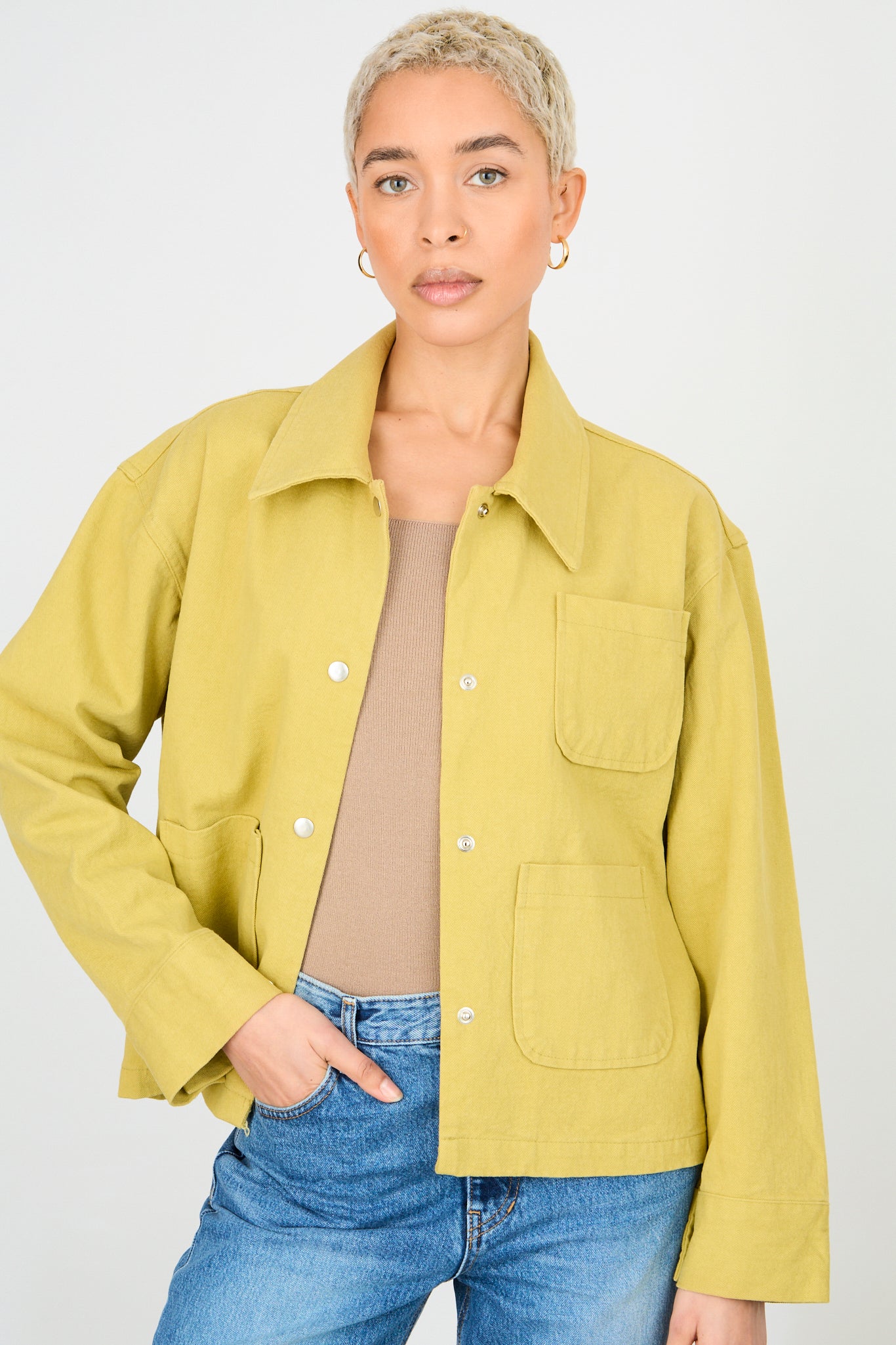 Chartreuse triple pocket short jacket_2