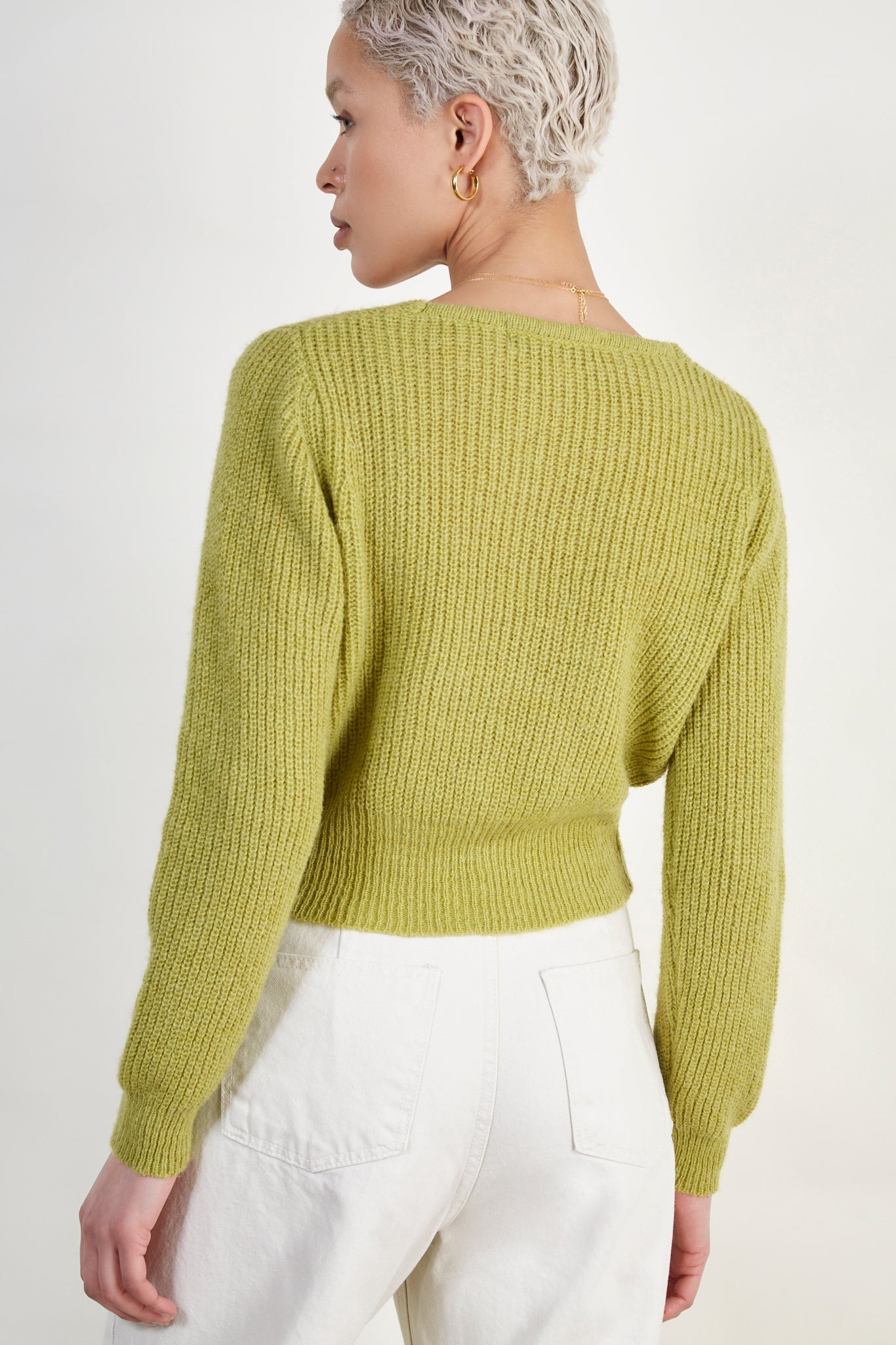 Chartreuse sweetheart neck cardigan_3