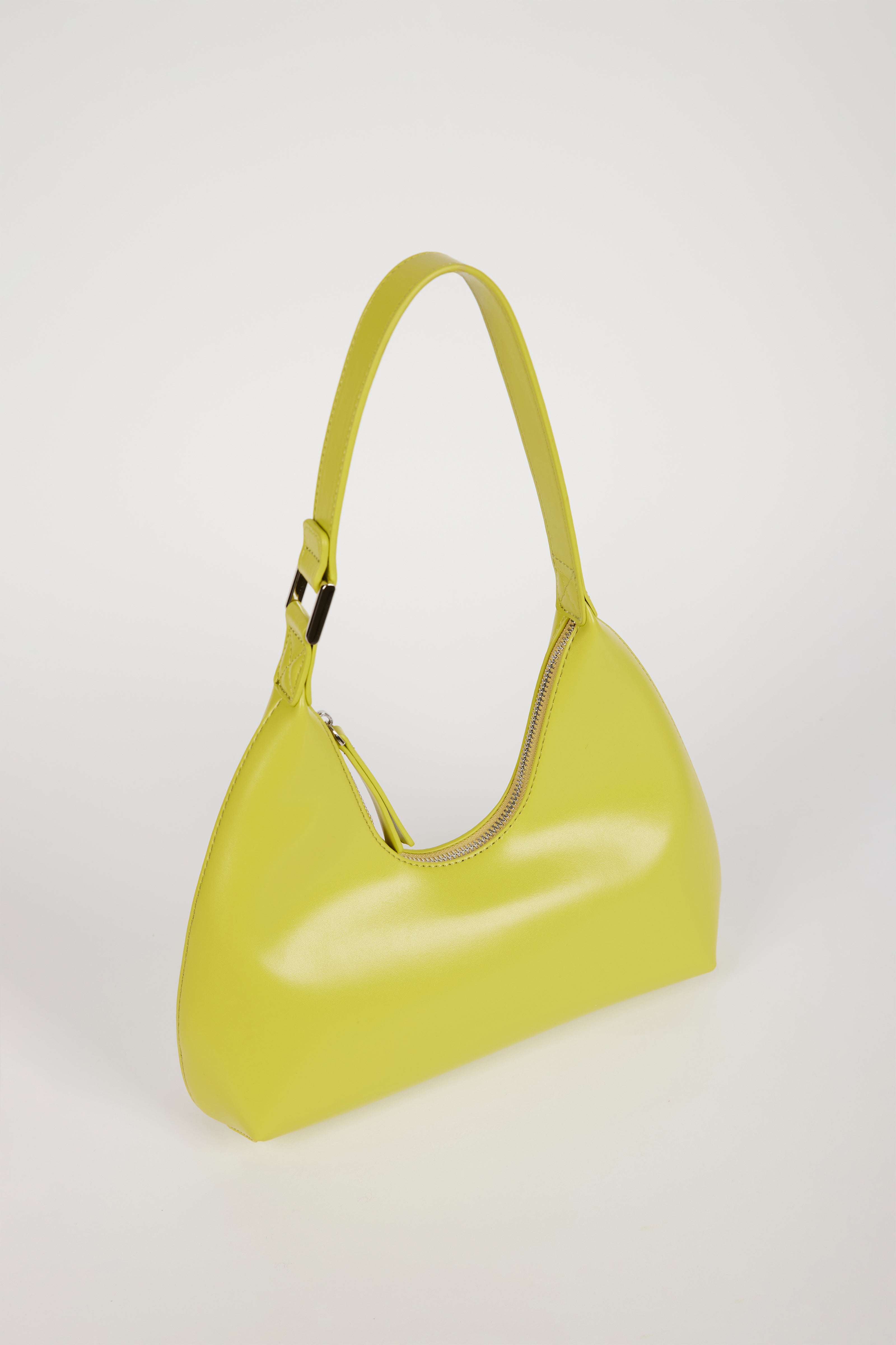 Chartreuse vegan leather shaped shoulder bag_2