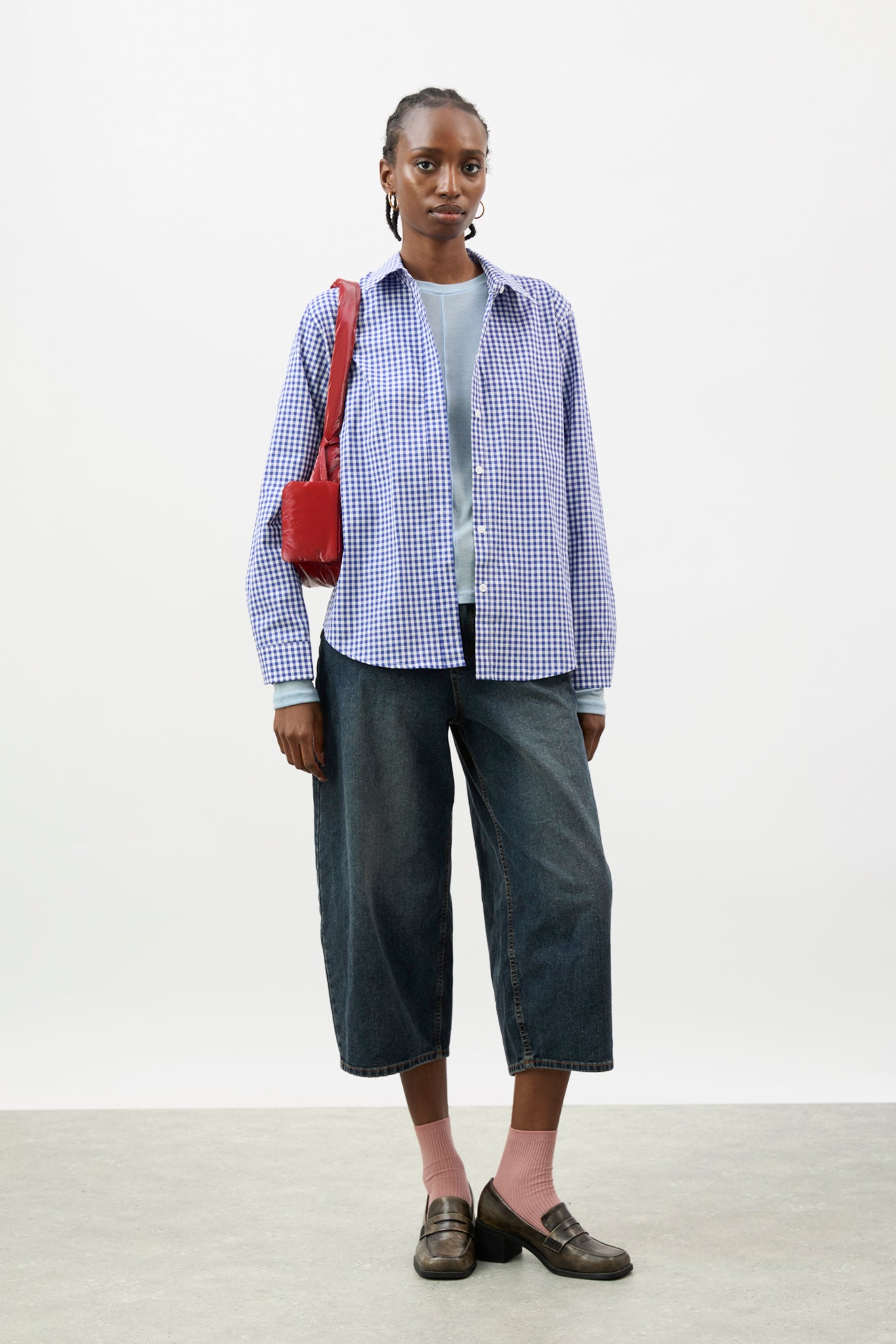 Cobalt blue and ivory gingham pure cotton shirt_4